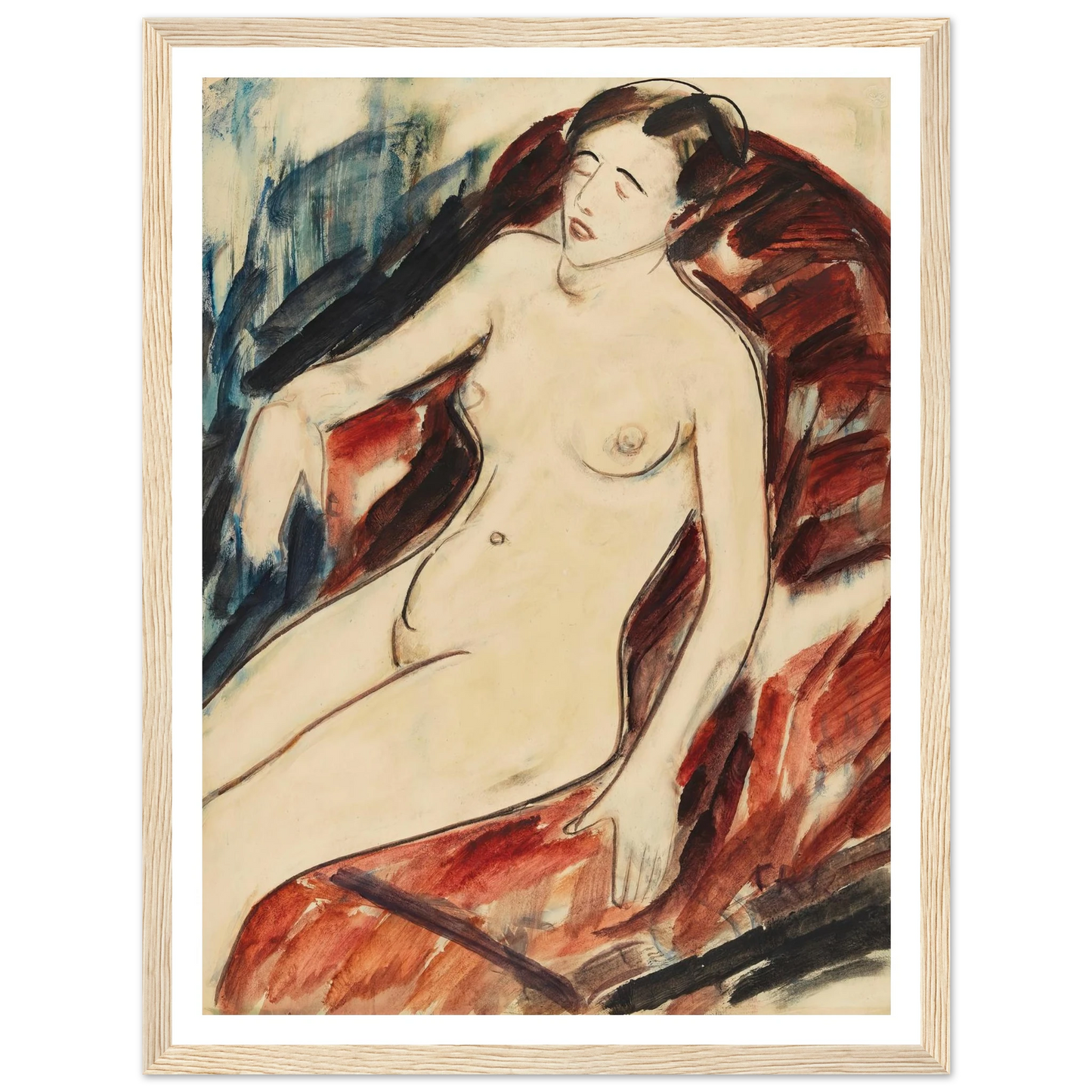 Akt (1922) Art Print | Christian Rohlfs - Framed Poster - 30x40 cm / 12x16″ - Black frame