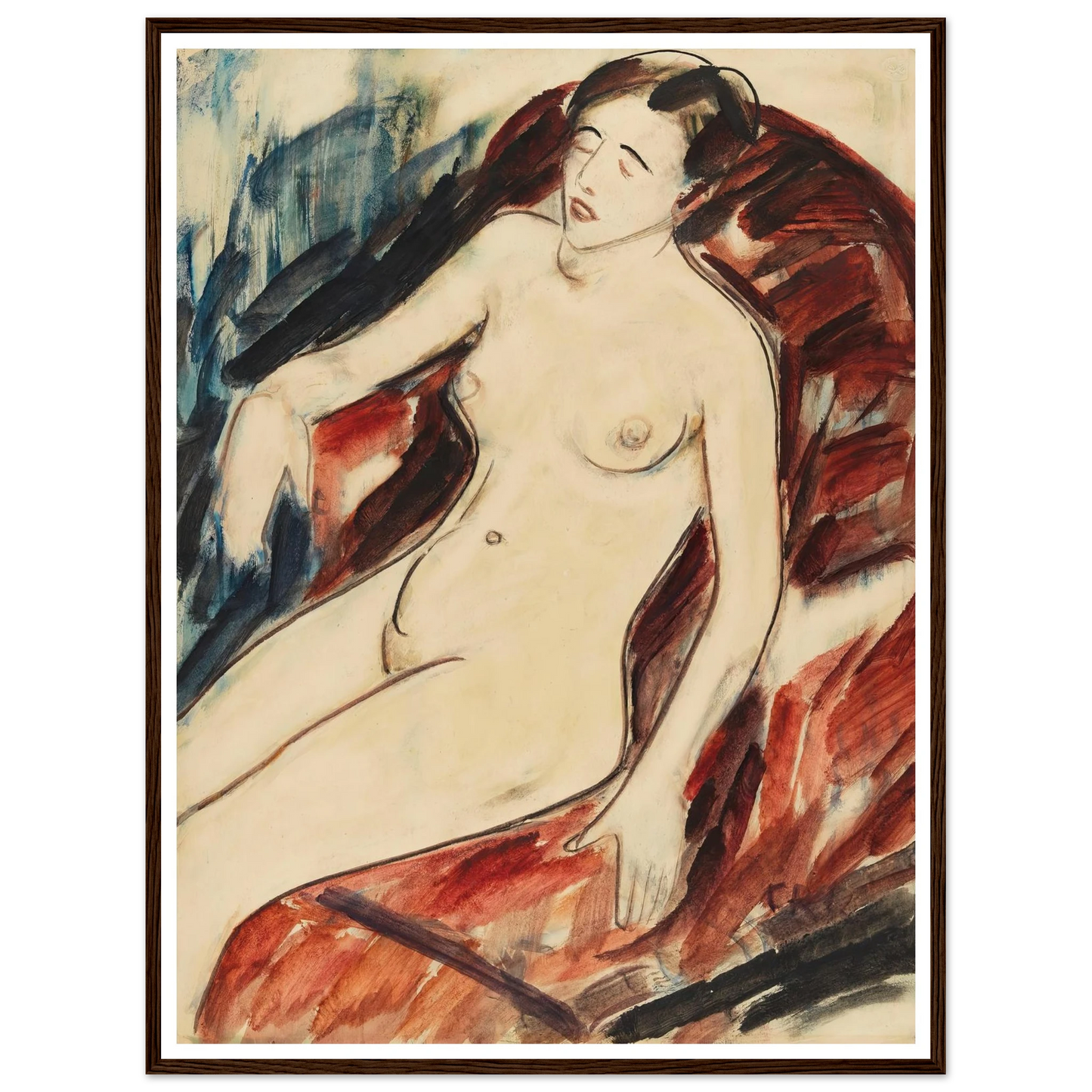 Akt (1922) Art Print | Christian Rohlfs - Framed Poster - 30x40 cm / 12x16″ - Black frame