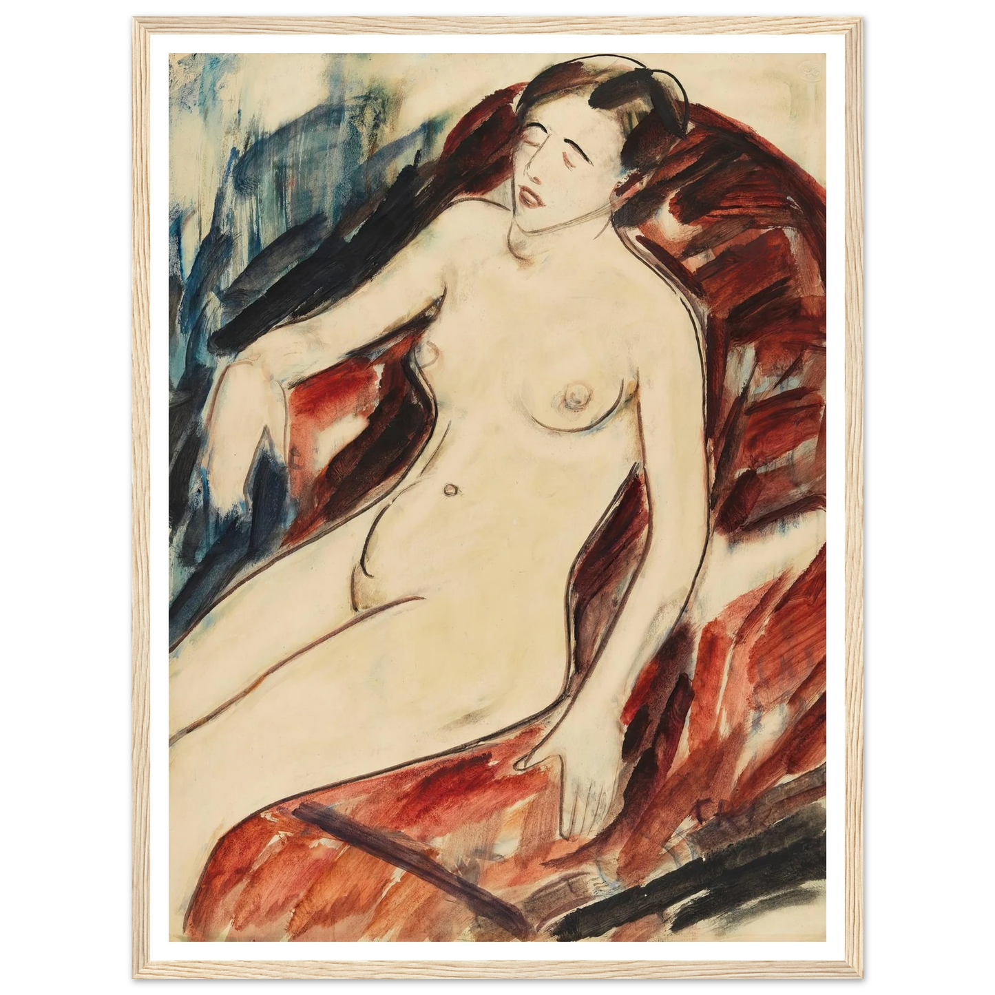 Akt (1922) Art Print | Christian Rohlfs - Framed Poster - 30x40 cm / 12x16″ - Black frame