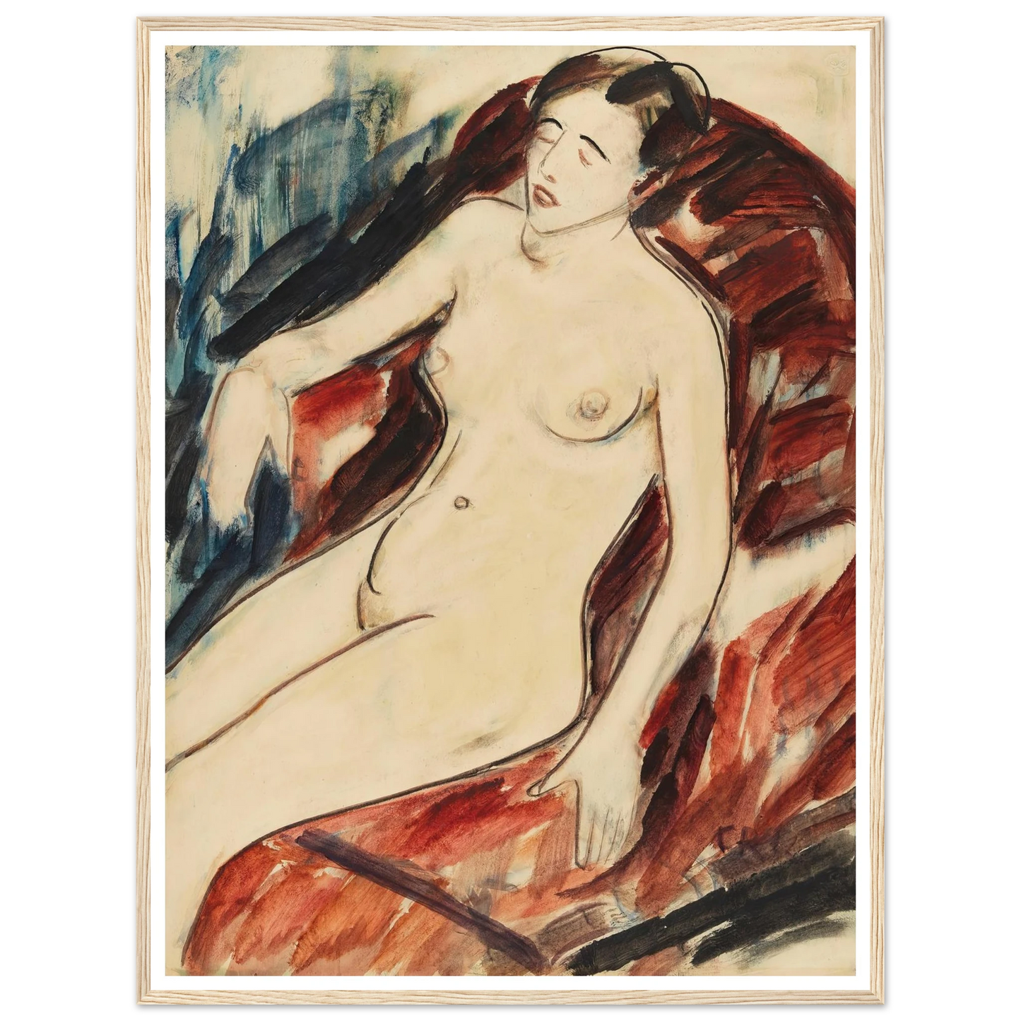 Akt (1922) Art Print | Christian Rohlfs - Framed Poster - 30x40 cm / 12x16″ - Black frame