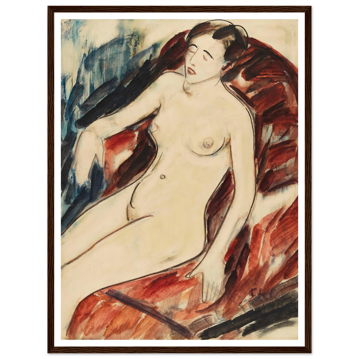 Akt (1922) Art Print | Christian Rohlfs - Framed Poster - 30x40 cm / 12x16″ - Black frame