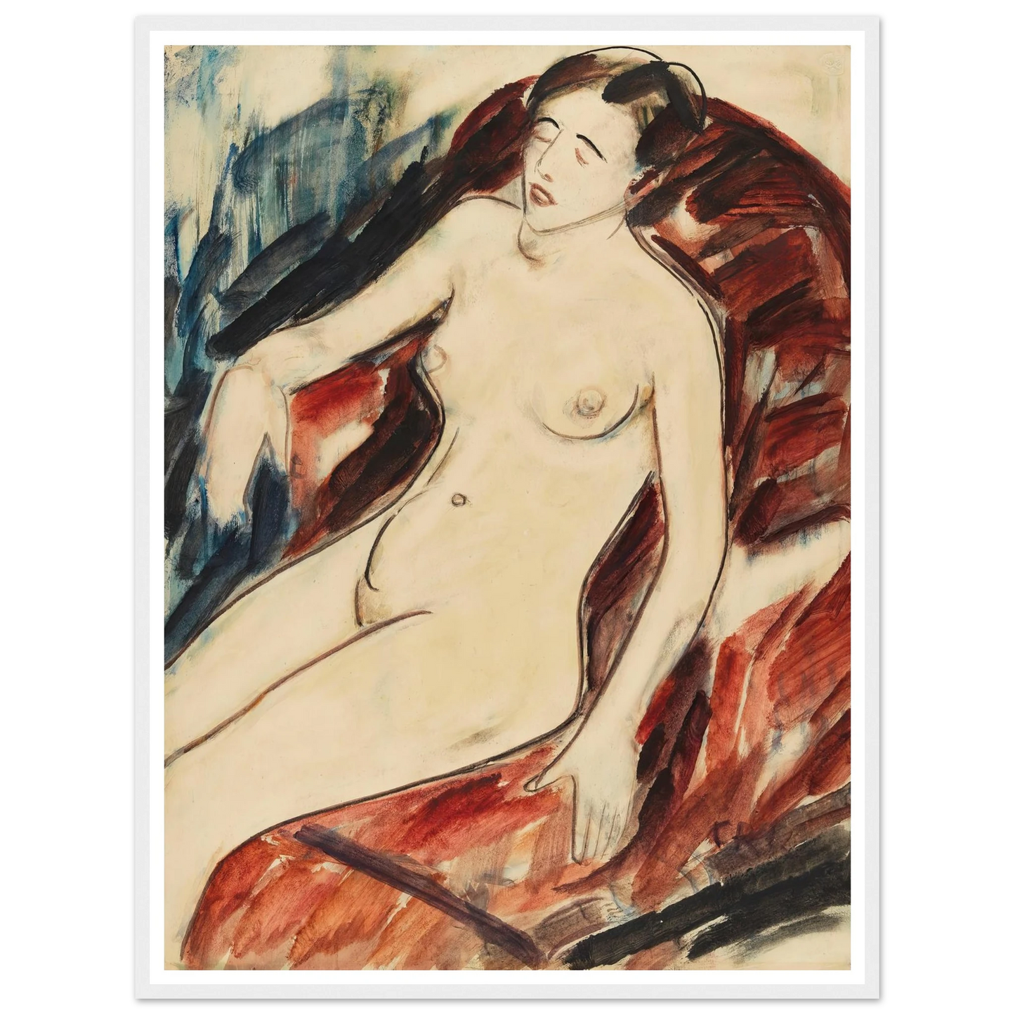 Akt (1922) Art Print | Christian Rohlfs - Framed Poster - 30x40 cm / 12x16″ - Black frame