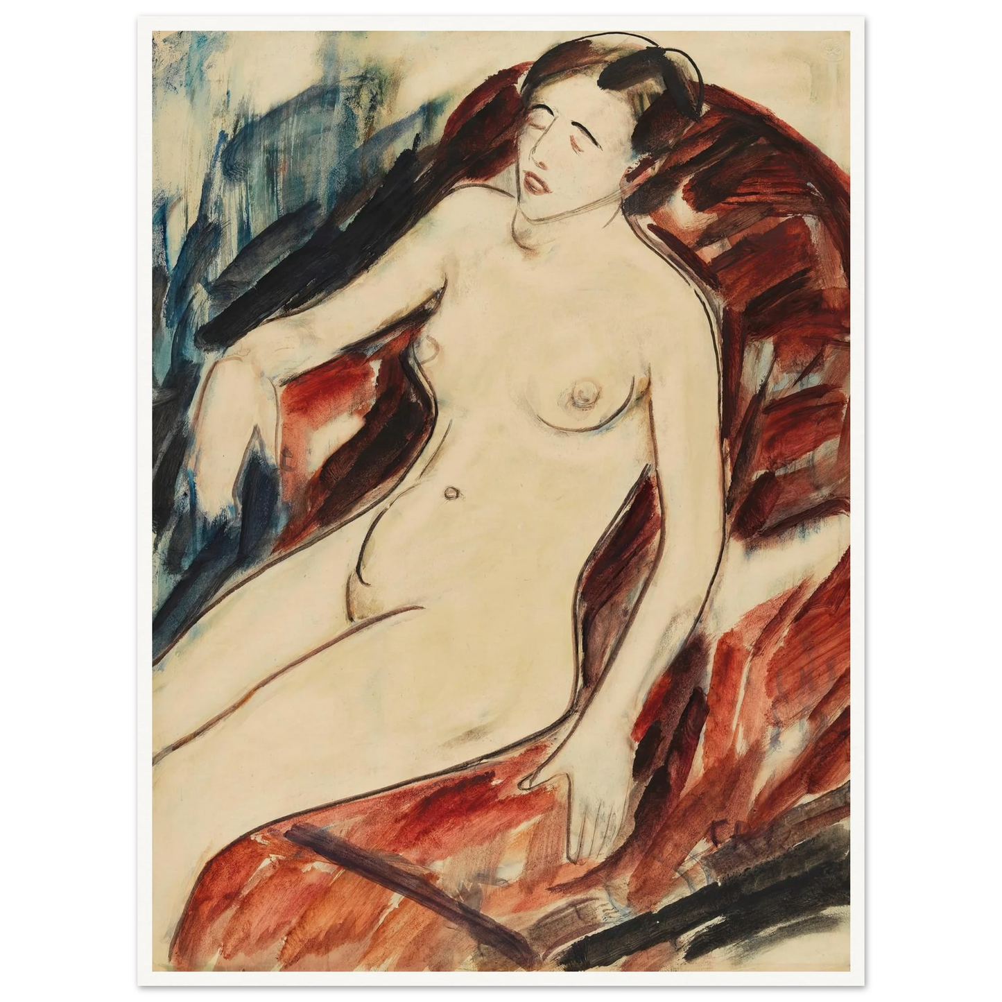Akt (1922) Art Print | Christian Rohlfs - Framed Poster - 30x40 cm / 12x16″ - Black frame