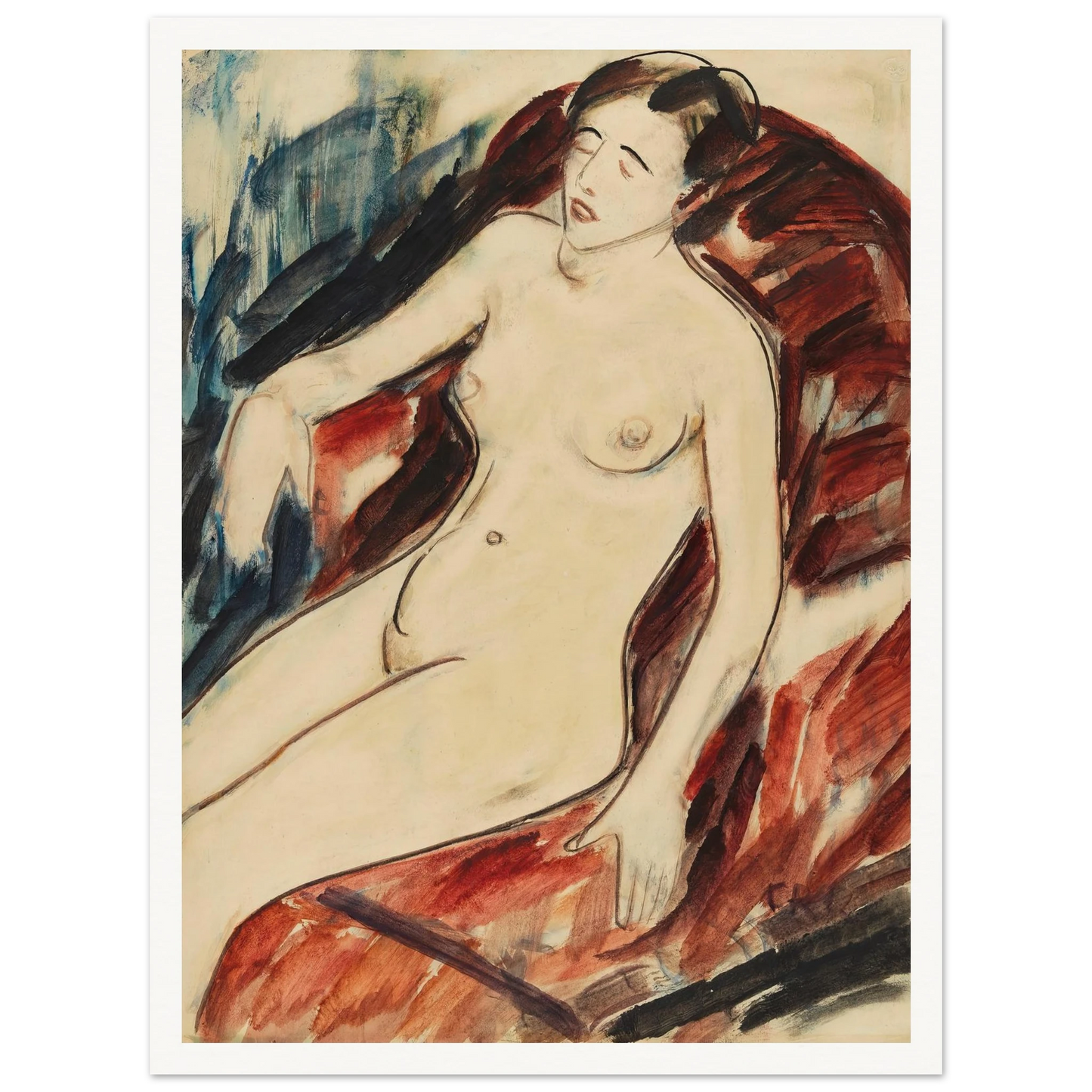 Akt (1922) Art Print | Christian Rohlfs - Framed Poster - 30x40 cm / 12x16″ - Black frame