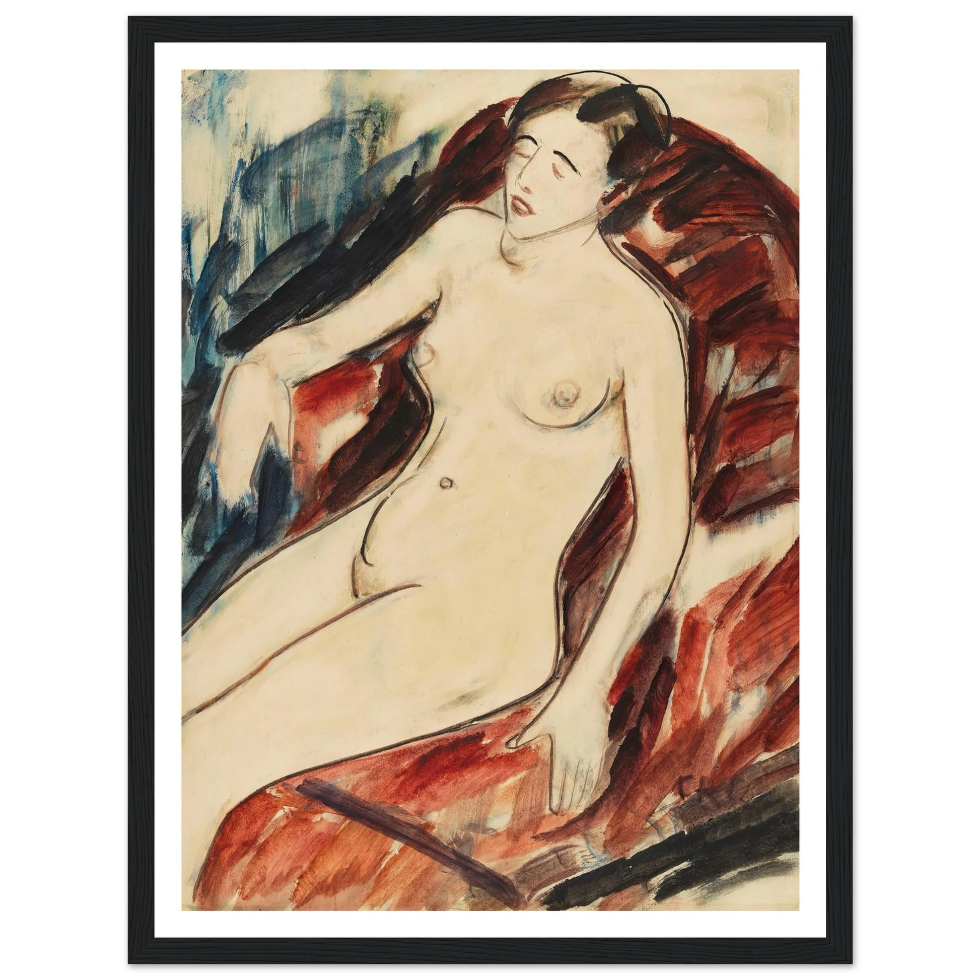 Akt (1922) Art Print | Christian Rohlfs - Framed Poster - 30x40 cm / 12x16″ - Black frame