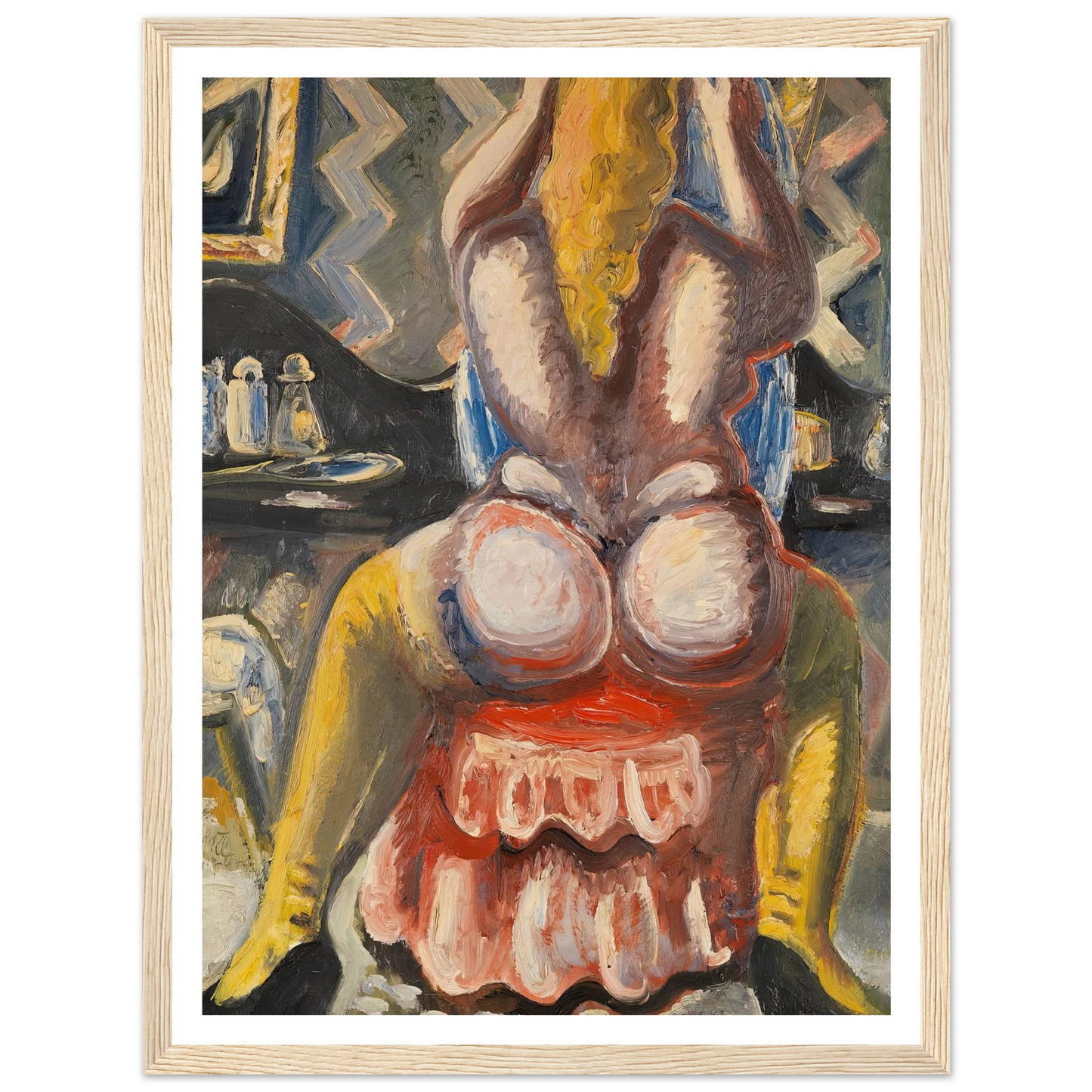 Akt auf rotem Sessel. Rückenakt auf rotem Sessel (1949) Art Print | Paul Kleinschmidt - Framed Poster - 30x40 cm / 12x16″ - Black frame