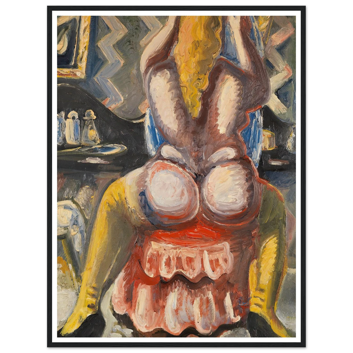 Akt auf rotem Sessel. Rückenakt auf rotem Sessel (1949) Art Print | Paul Kleinschmidt - Framed Poster - 30x40 cm / 12x16″ - Black frame