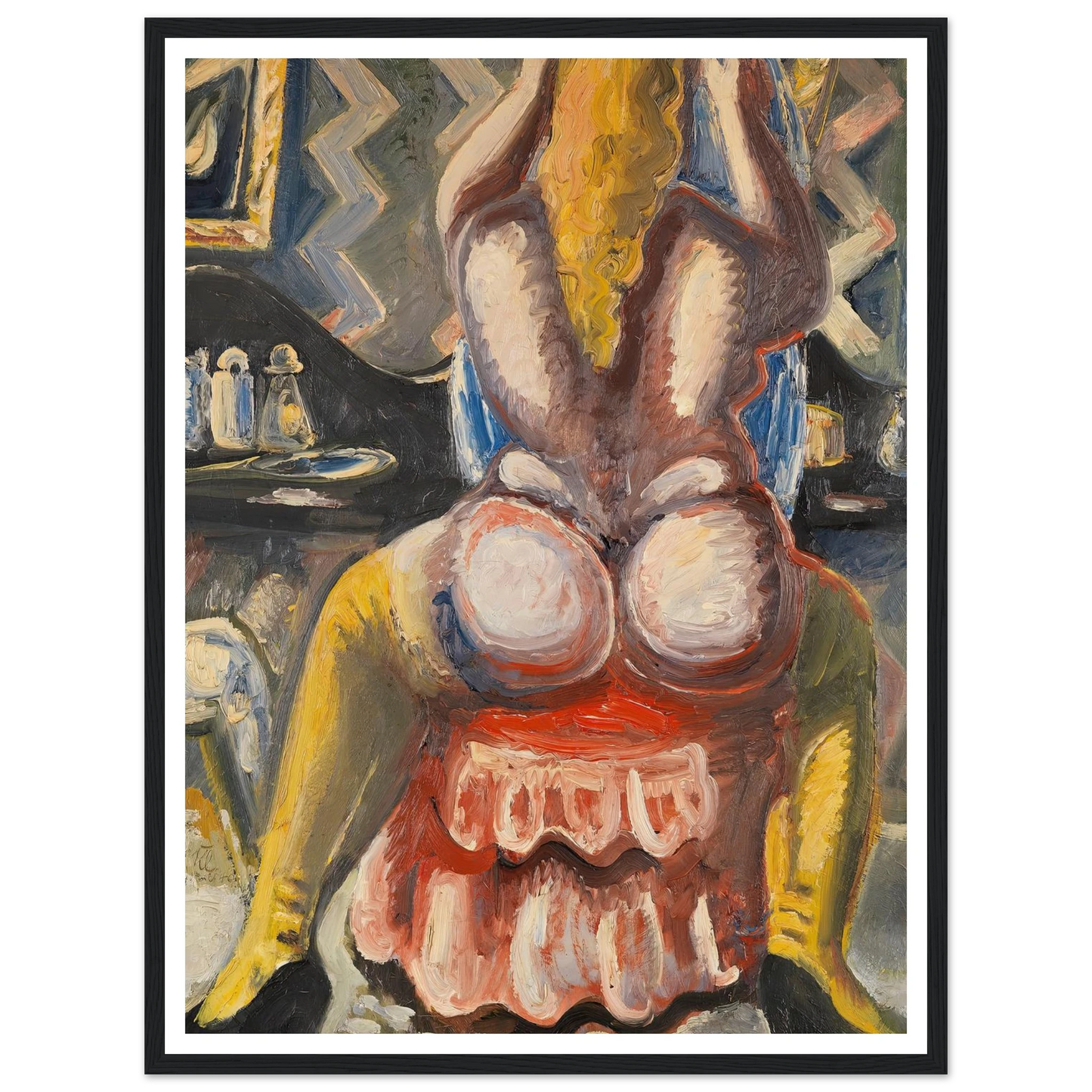 Akt auf rotem Sessel. Rückenakt auf rotem Sessel (1949) Art Print | Paul Kleinschmidt - Framed Poster - 30x40 cm / 12x16″ - Black frame