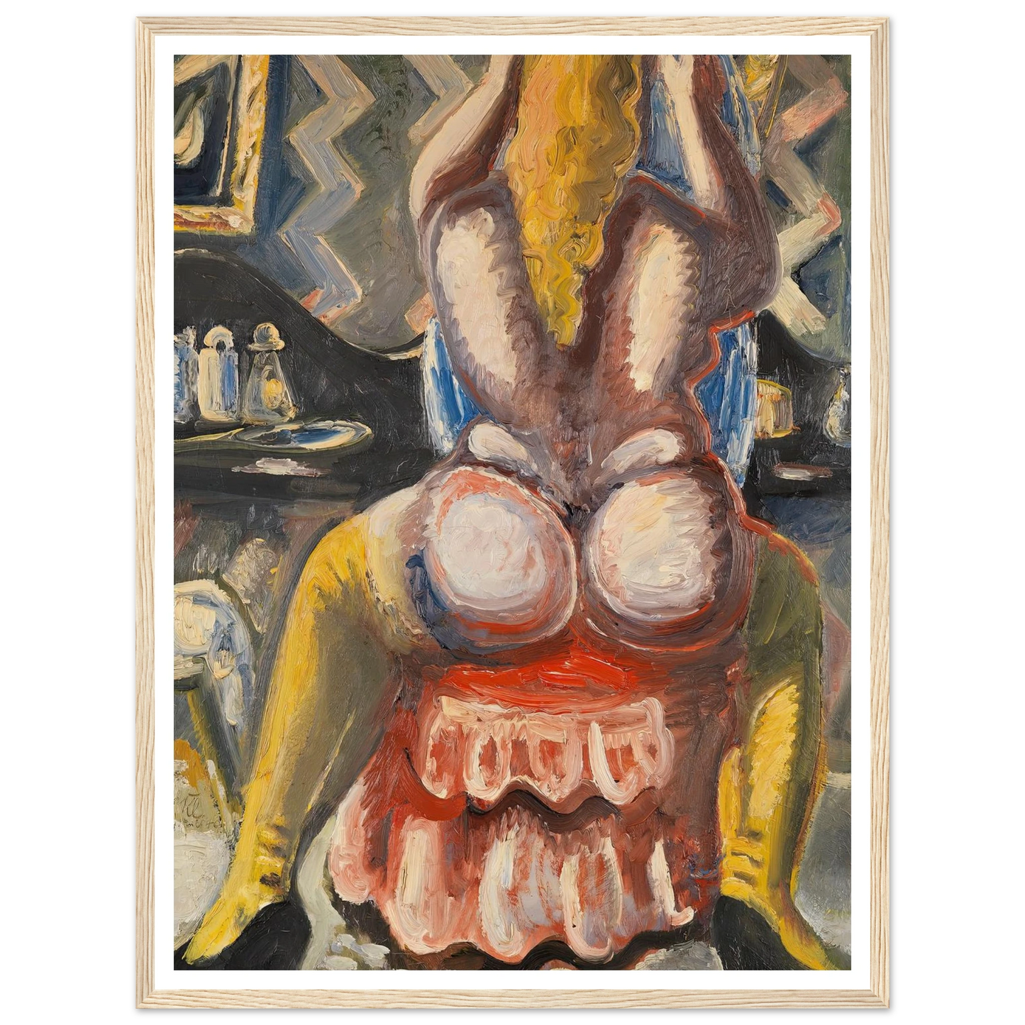 Akt auf rotem Sessel. Rückenakt auf rotem Sessel (1949) Art Print | Paul Kleinschmidt - Framed Poster - 30x40 cm / 12x16″ - Black frame