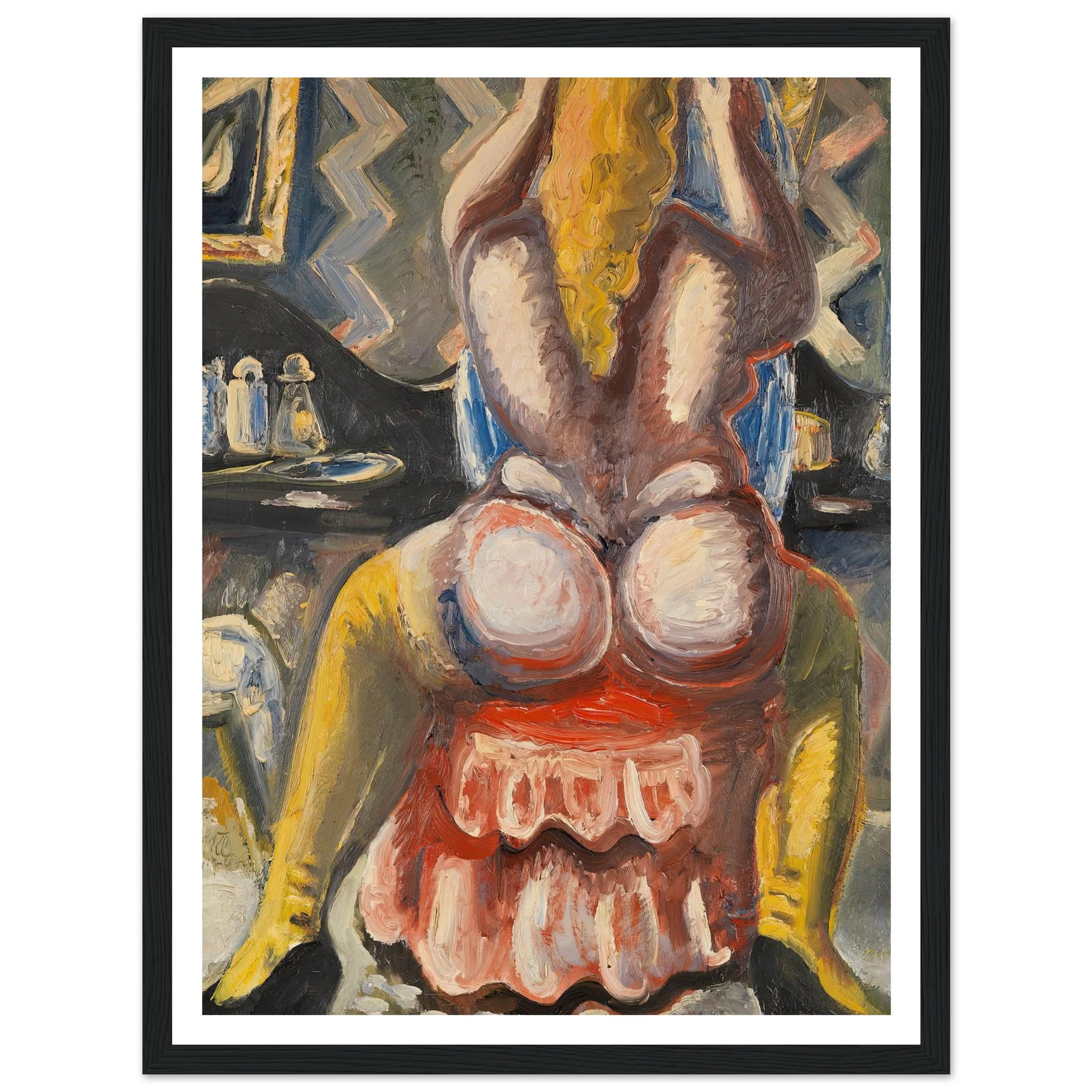 Akt auf rotem Sessel. Rückenakt auf rotem Sessel (1949) Art Print | Paul Kleinschmidt - Framed Poster - 30x40 cm / 12x16″ - Black frame