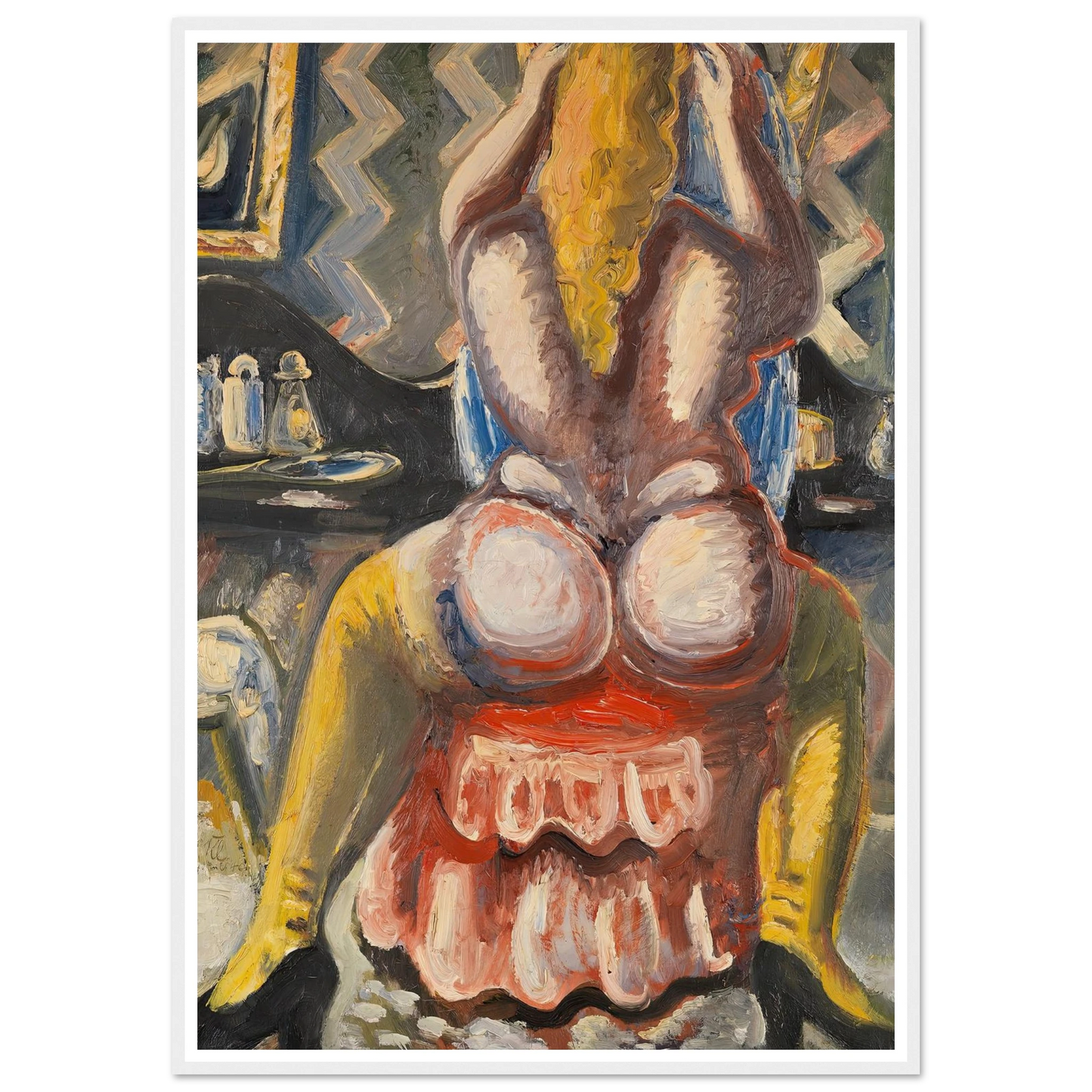 Akt auf rotem Sessel. Rückenakt auf rotem Sessel (1949) Art Print | Paul Kleinschmidt - Framed Poster - 30x40 cm / 12x16″ - Black frame