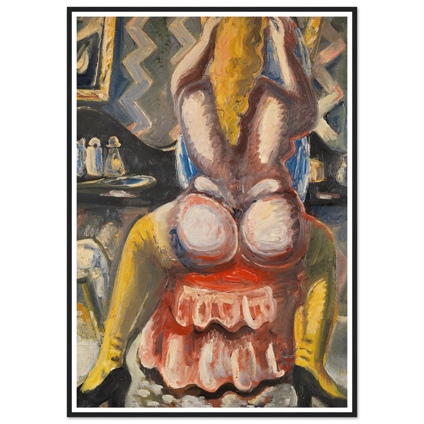 Akt auf rotem Sessel. Rückenakt auf rotem Sessel (1949) Art Print | Paul Kleinschmidt - Framed Poster - 30x40 cm / 12x16″ - Black frame