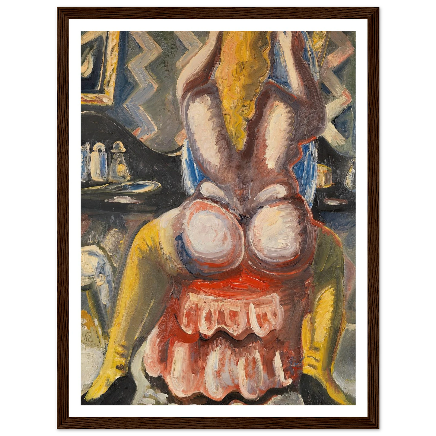 Akt auf rotem Sessel. Rückenakt auf rotem Sessel (1949) Art Print | Paul Kleinschmidt - Framed Poster - 30x40 cm / 12x16″ - Black frame