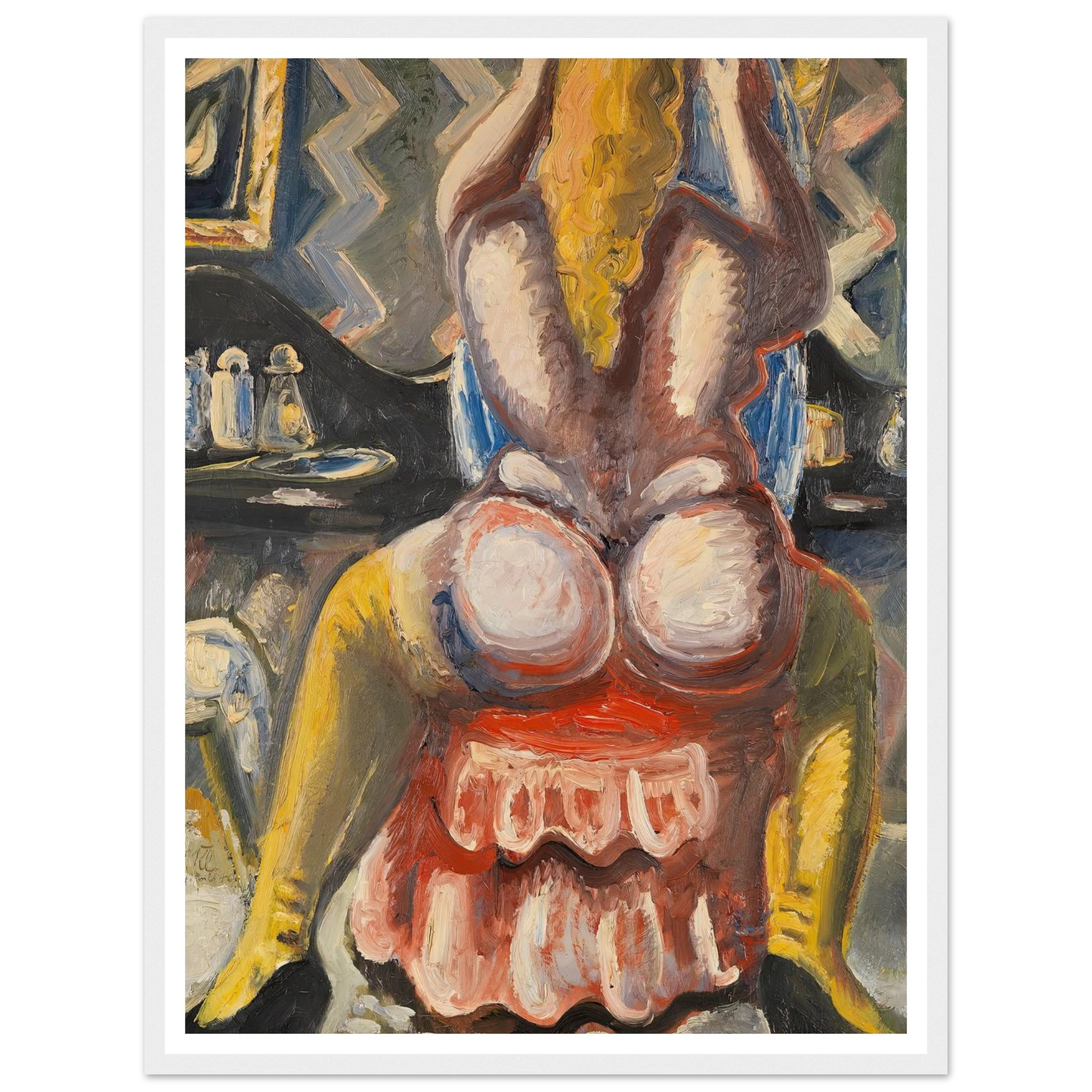 Akt auf rotem Sessel. Rückenakt auf rotem Sessel (1949) Art Print | Paul Kleinschmidt - Framed Poster - 30x40 cm / 12x16″ - Black frame