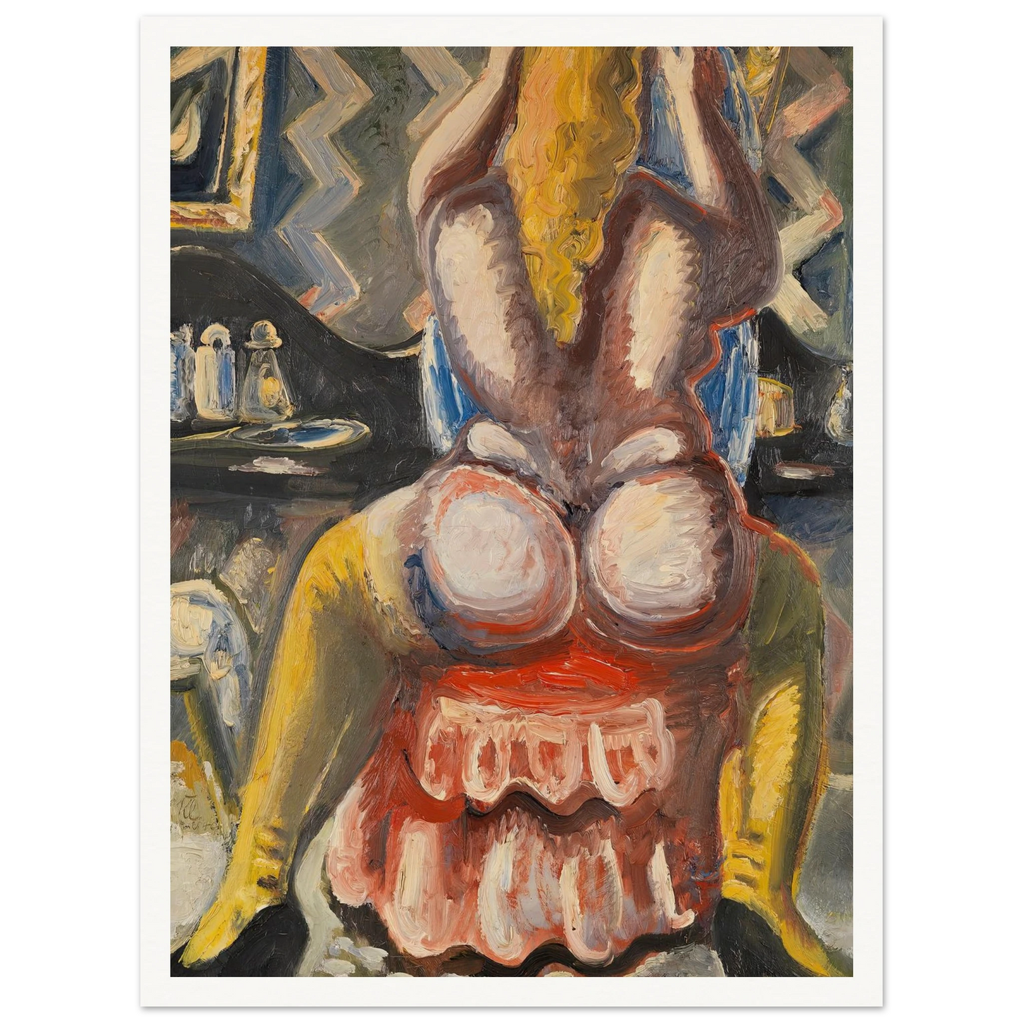 Akt auf rotem Sessel. Rückenakt auf rotem Sessel (1949) Art Print | Paul Kleinschmidt - Framed Poster - 30x40 cm / 12x16″ - Black frame