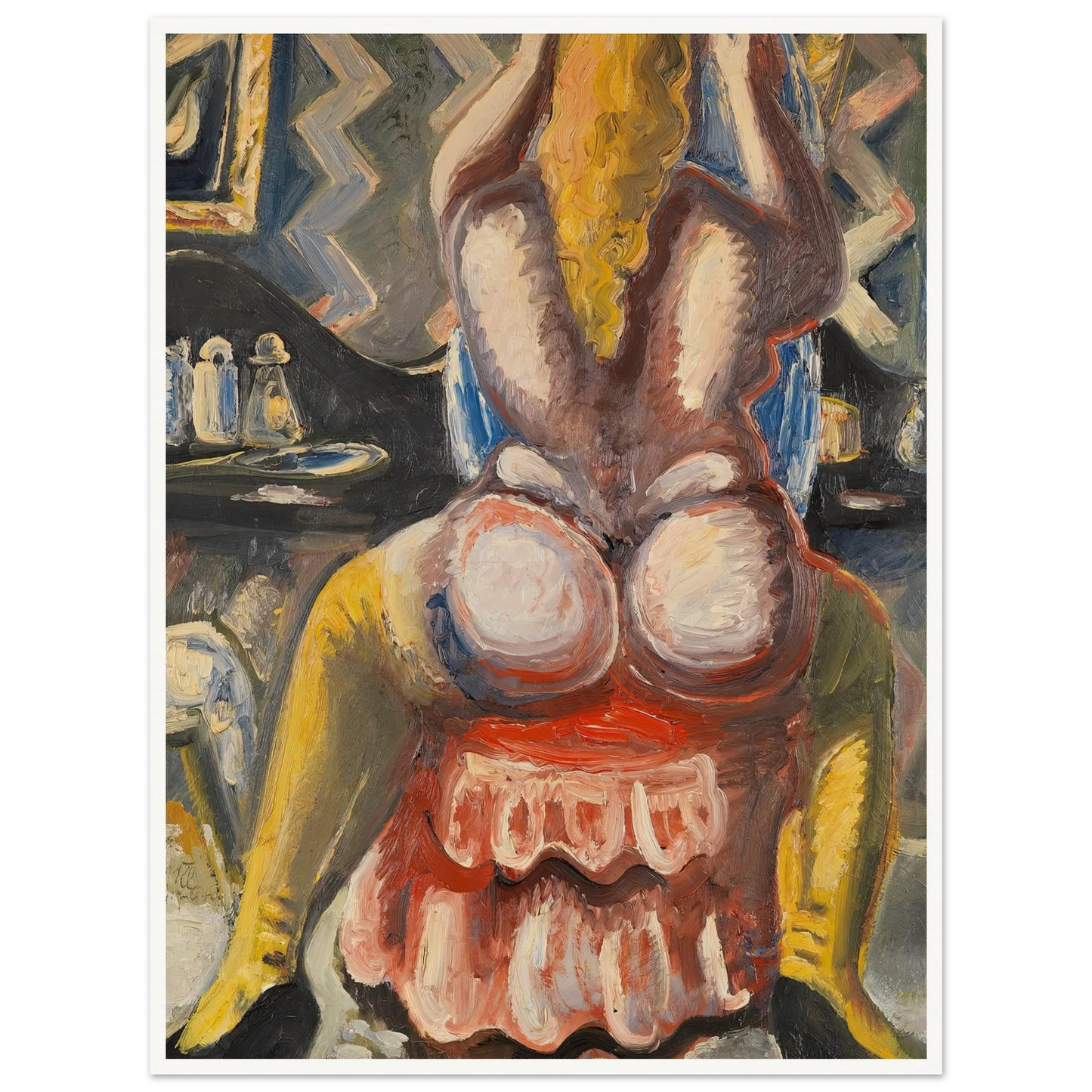 Akt auf rotem Sessel. Rückenakt auf rotem Sessel (1949) Art Print | Paul Kleinschmidt - Framed Poster - 30x40 cm / 12x16″ - Black frame