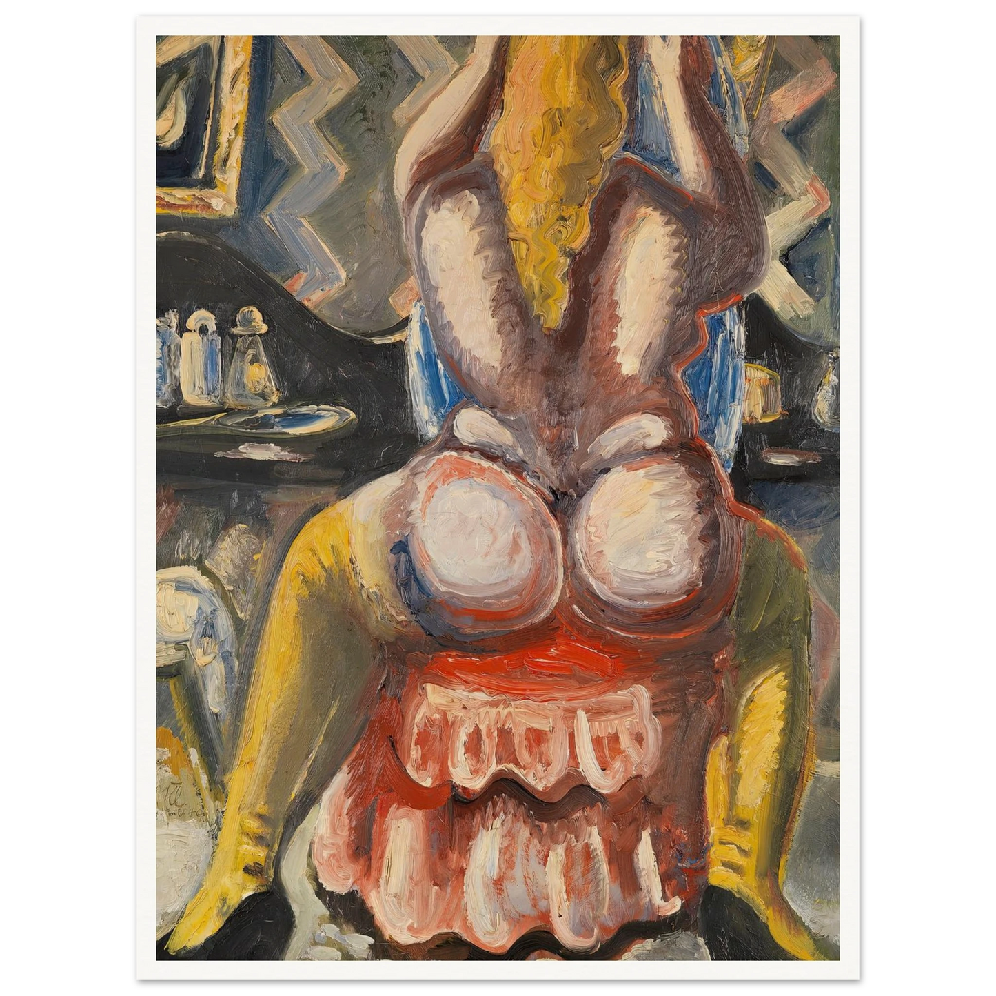 Akt auf rotem Sessel. Rückenakt auf rotem Sessel (1949) Art Print | Paul Kleinschmidt - Framed Poster - 30x40 cm / 12x16″ - Black frame