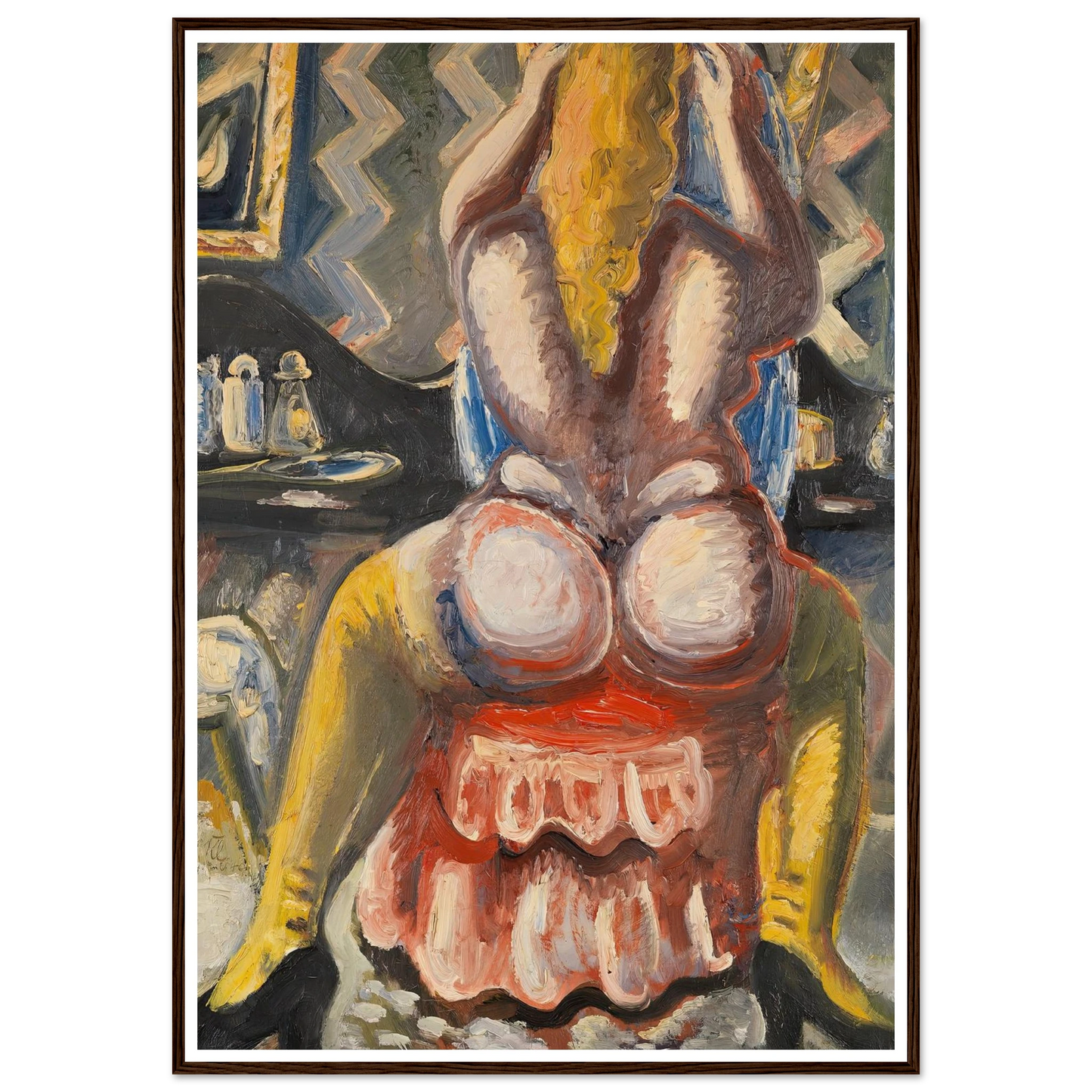 Akt auf rotem Sessel. Rückenakt auf rotem Sessel (1949) Art Print | Paul Kleinschmidt - Framed Poster - 30x40 cm / 12x16″ - Black frame