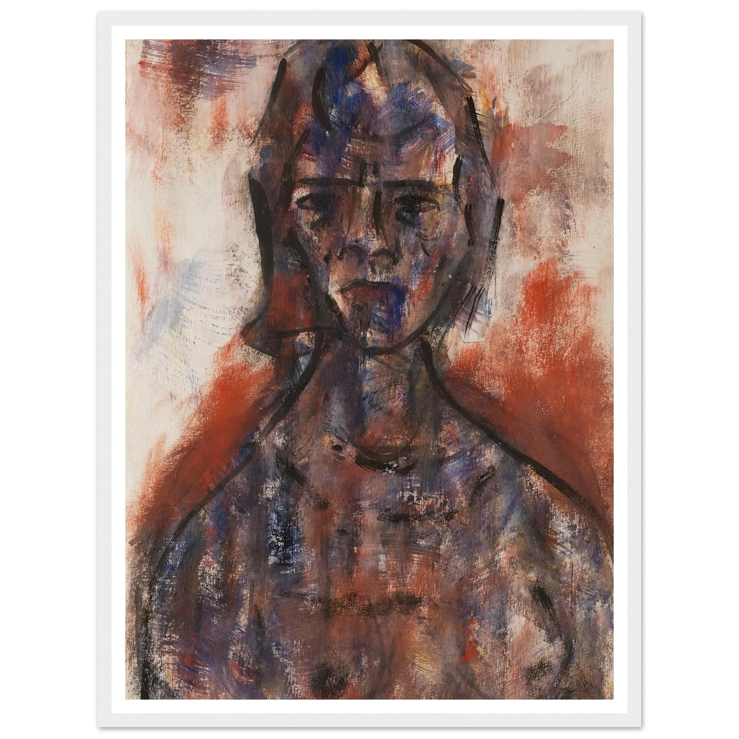 Aktstudie (1920) Art Print | Christian Rohlfs - Framed Poster - 30x40 cm / 12x16″ - Black frame