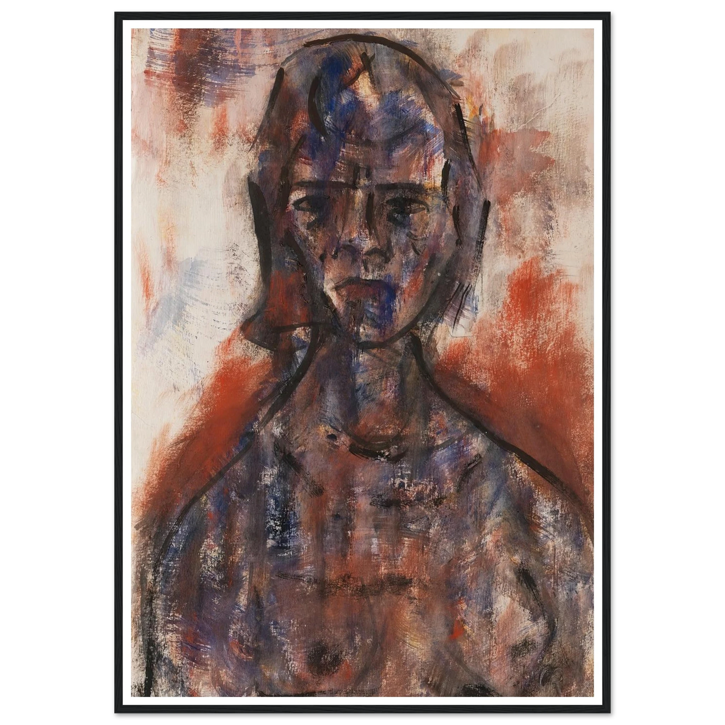 Aktstudie (1920) Art Print | Christian Rohlfs - Framed Poster - 30x40 cm / 12x16″ - Black frame