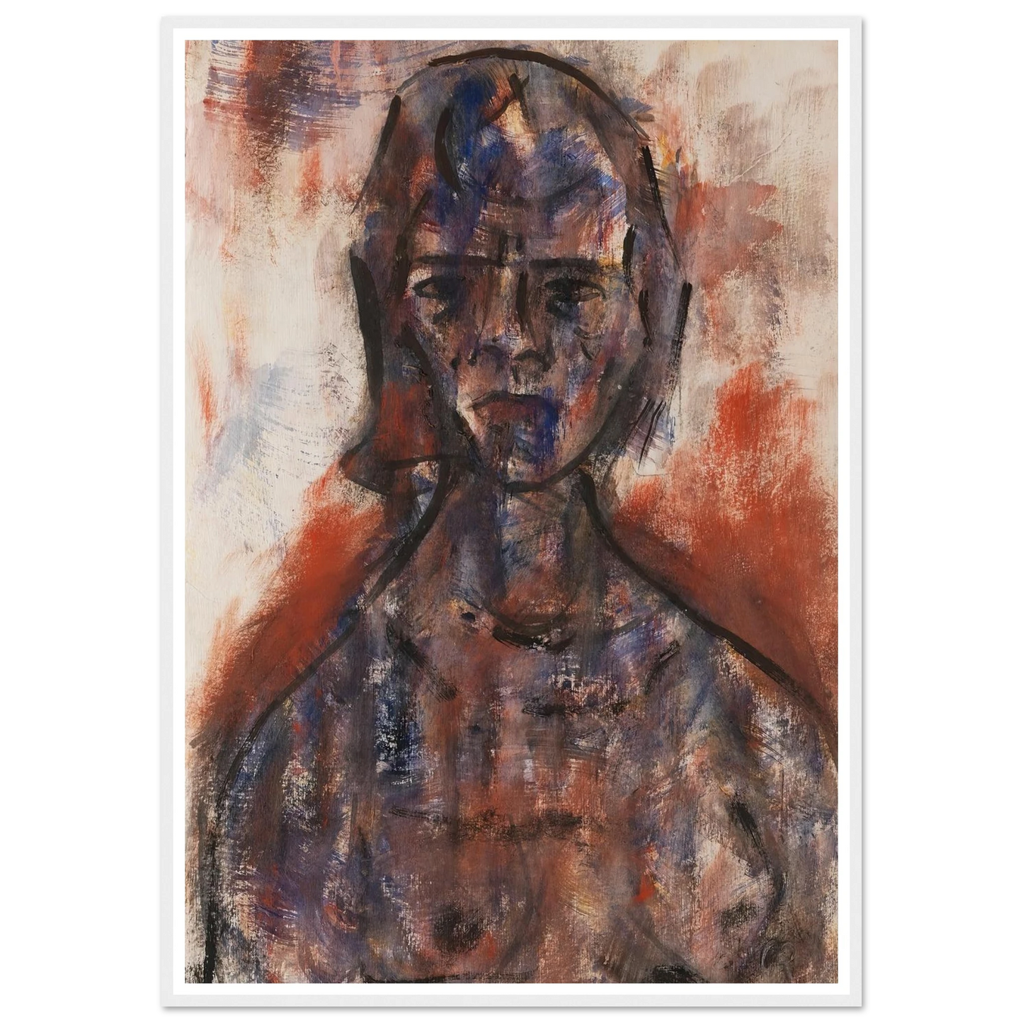 Aktstudie (1920) Art Print | Christian Rohlfs - Framed Poster - 30x40 cm / 12x16″ - Black frame