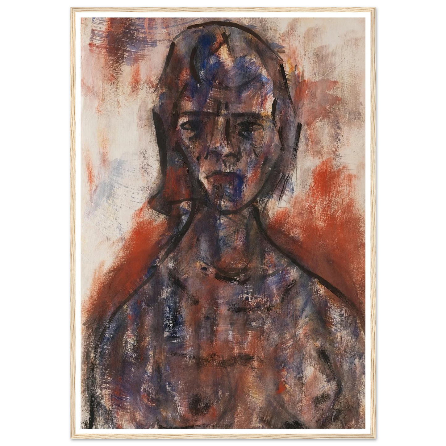 Aktstudie (1920) Art Print | Christian Rohlfs - Framed Poster - 30x40 cm / 12x16″ - Black frame