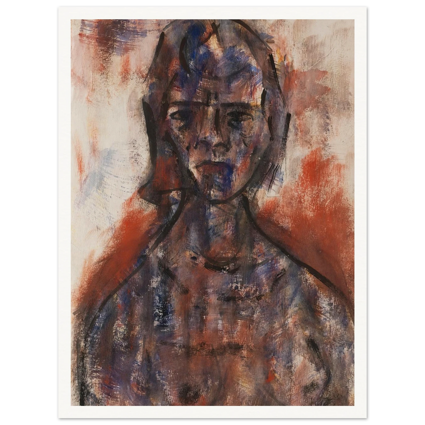 Aktstudie (1920) Art Print | Christian Rohlfs - Framed Poster - 30x40 cm / 12x16″ - Black frame