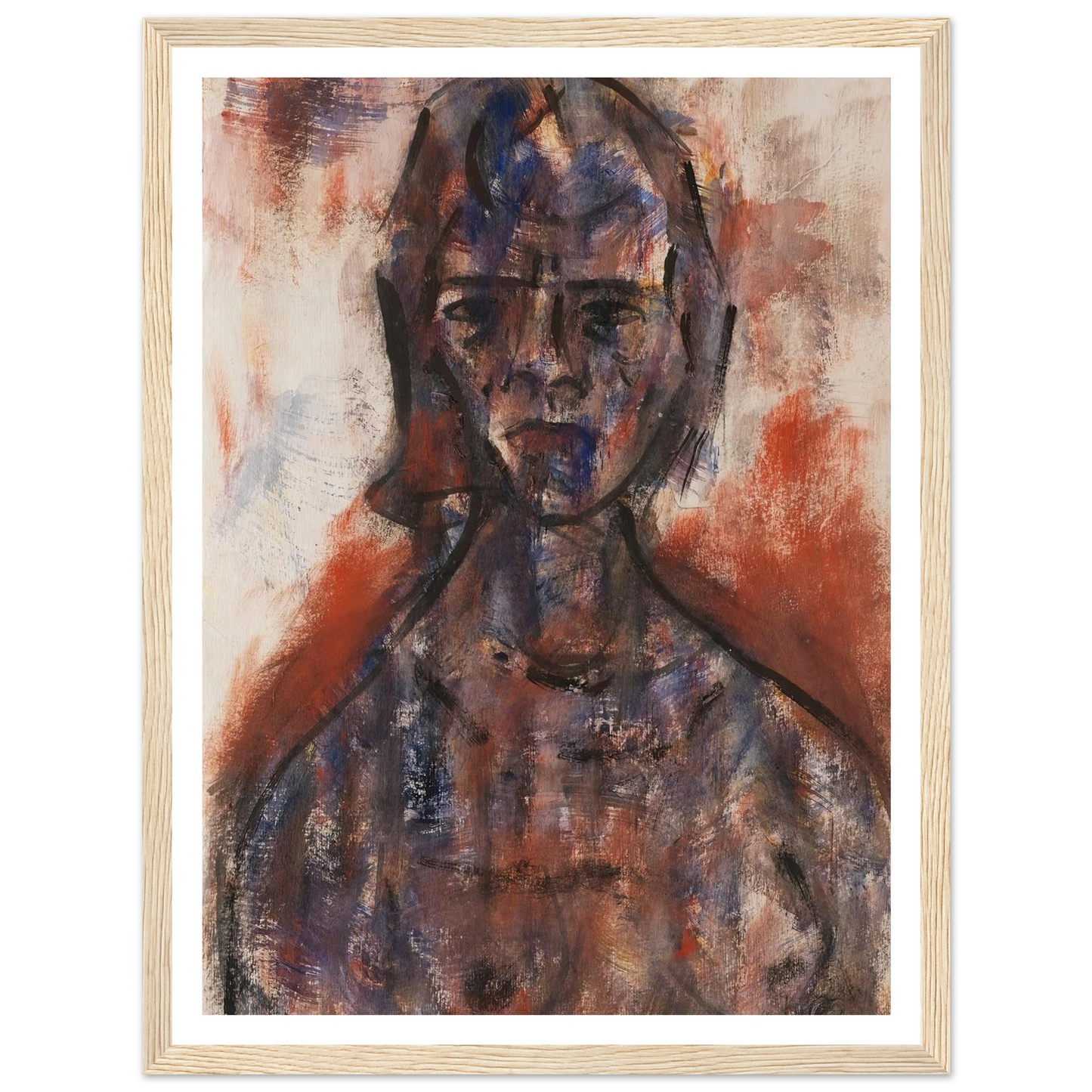 Aktstudie (1920) Art Print | Christian Rohlfs - Framed Poster - 30x40 cm / 12x16″ - Black frame