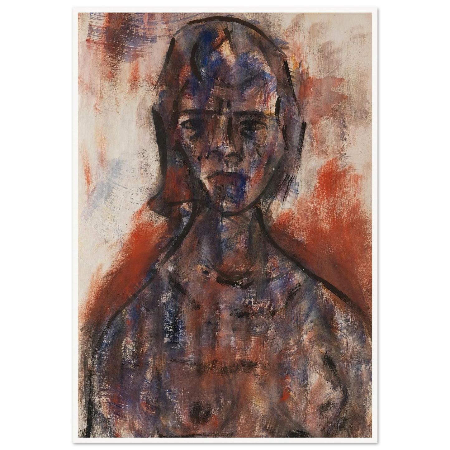 Aktstudie (1920) Art Print | Christian Rohlfs - Framed Poster - 30x40 cm / 12x16″ - Black frame