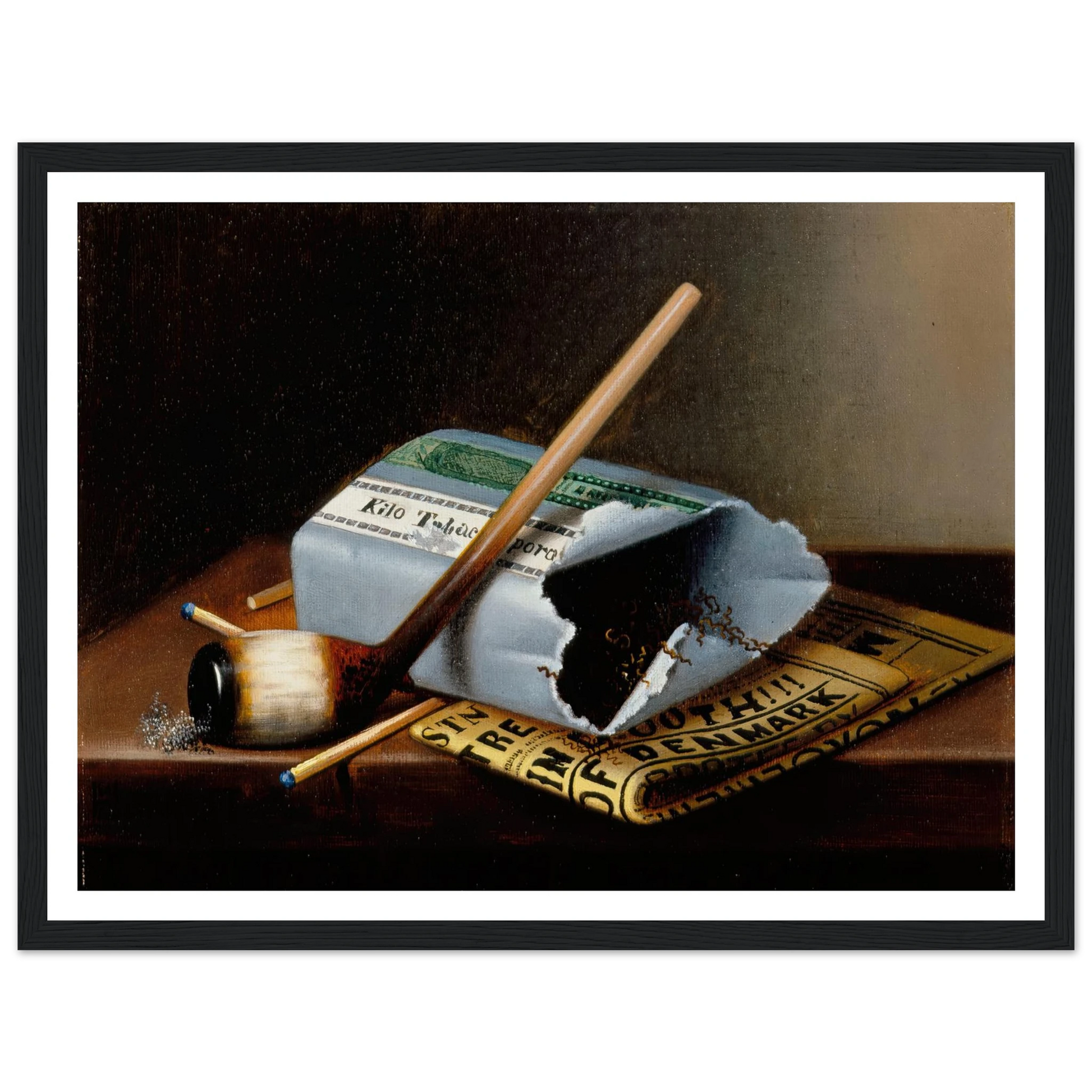 Alas, Poor Yorick (1877) Art Print | William Michael Harnett - Framed Poster - 30x40 cm / 12x16″ - Black frame