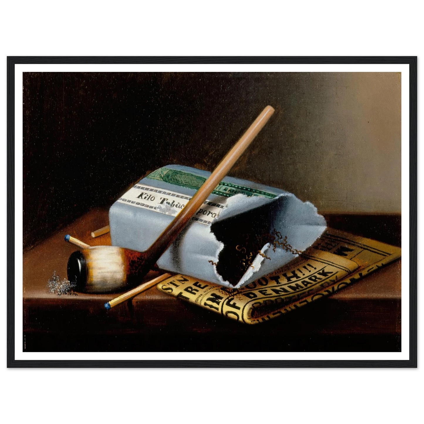 Alas, Poor Yorick (1877) Art Print | William Michael Harnett - Framed Poster - 30x40 cm / 12x16″ - Black frame