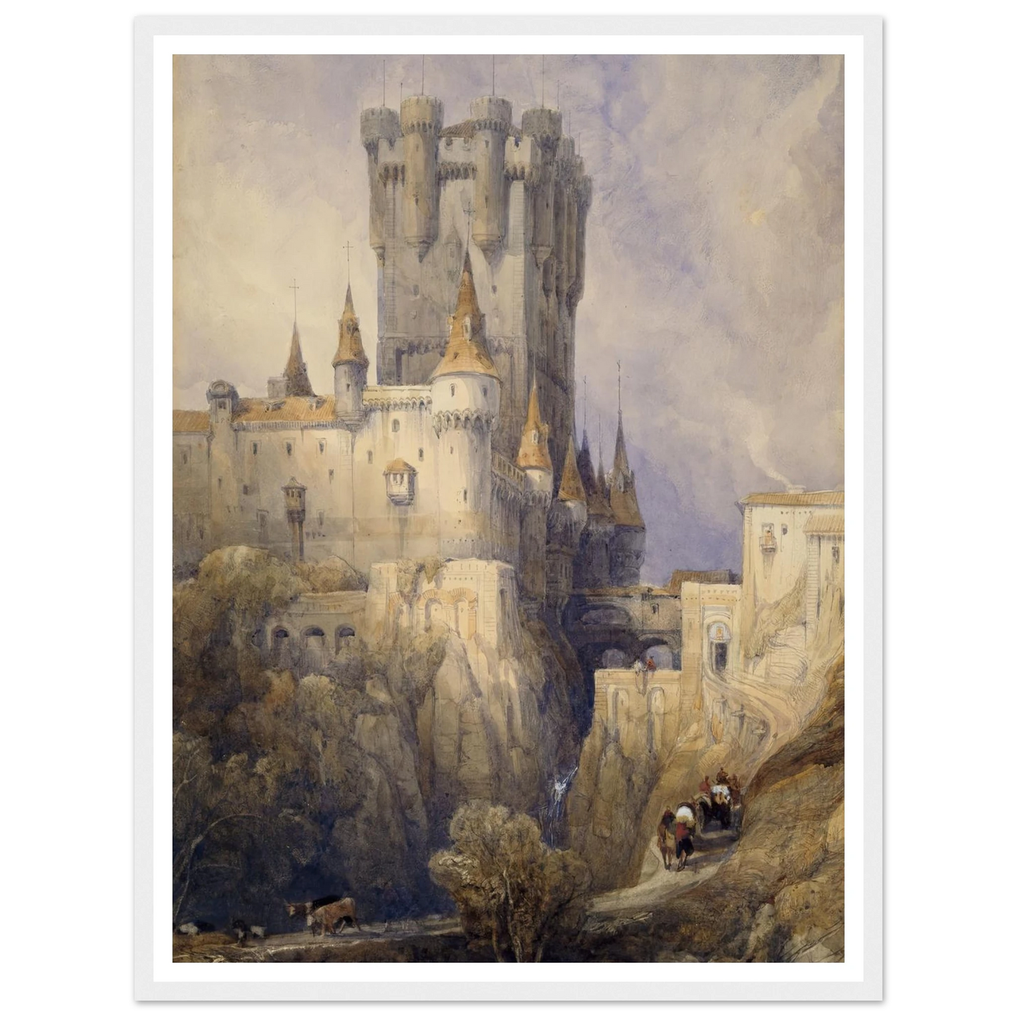 Alcazar, Segovia, Spain (1836) Art Print | David Roberts - Framed Poster - 30x40 cm / 12x16″ - Black frame