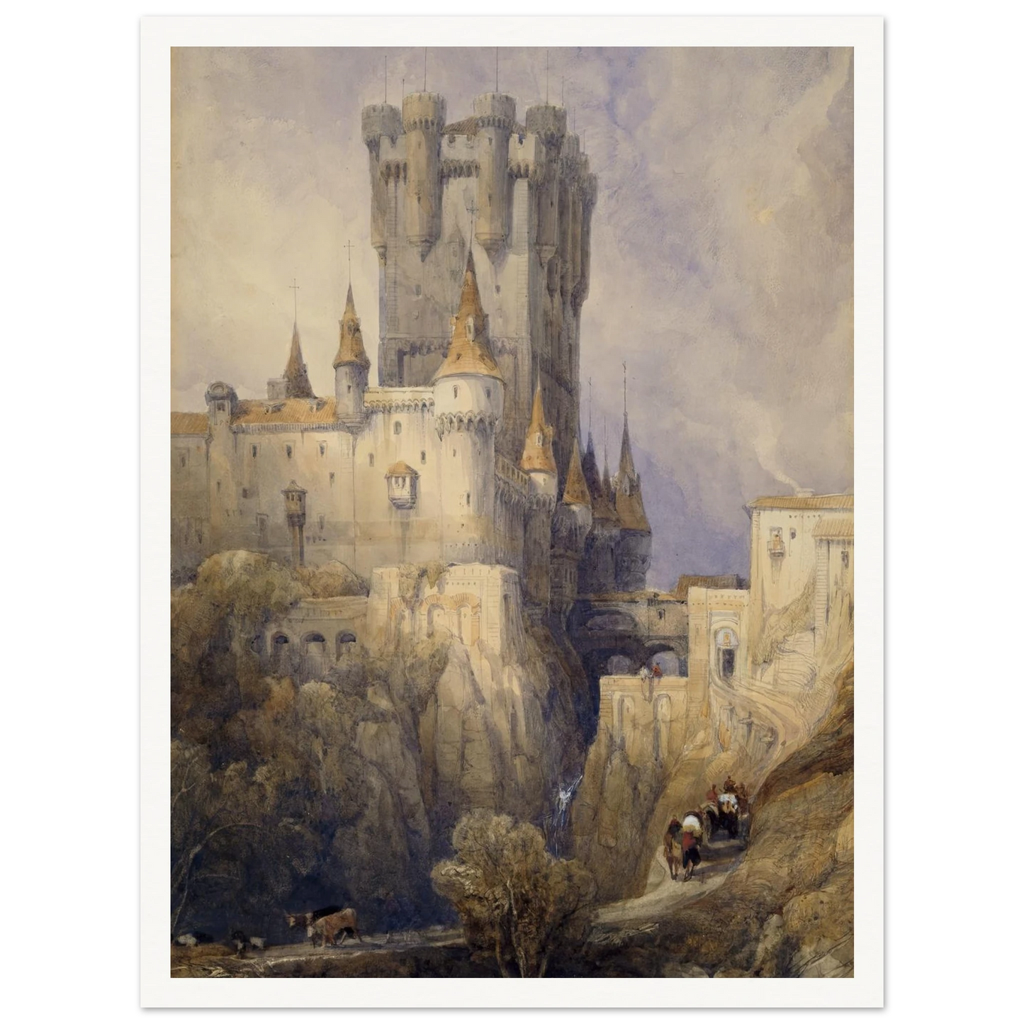 Alcazar, Segovia, Spain (1836) Art Print | David Roberts - Framed Poster - 30x40 cm / 12x16″ - Black frame