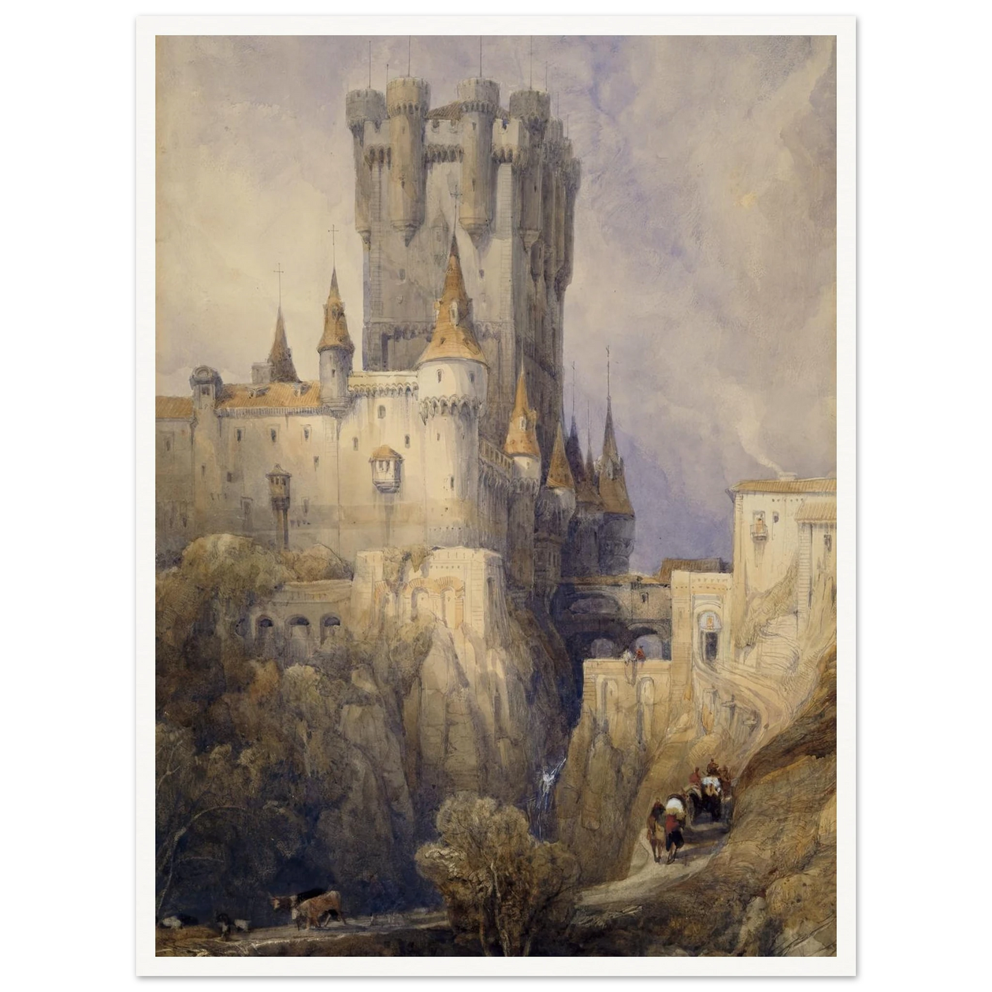 Alcazar, Segovia, Spain (1836) Art Print | David Roberts - Framed Poster - 30x40 cm / 12x16″ - Black frame
