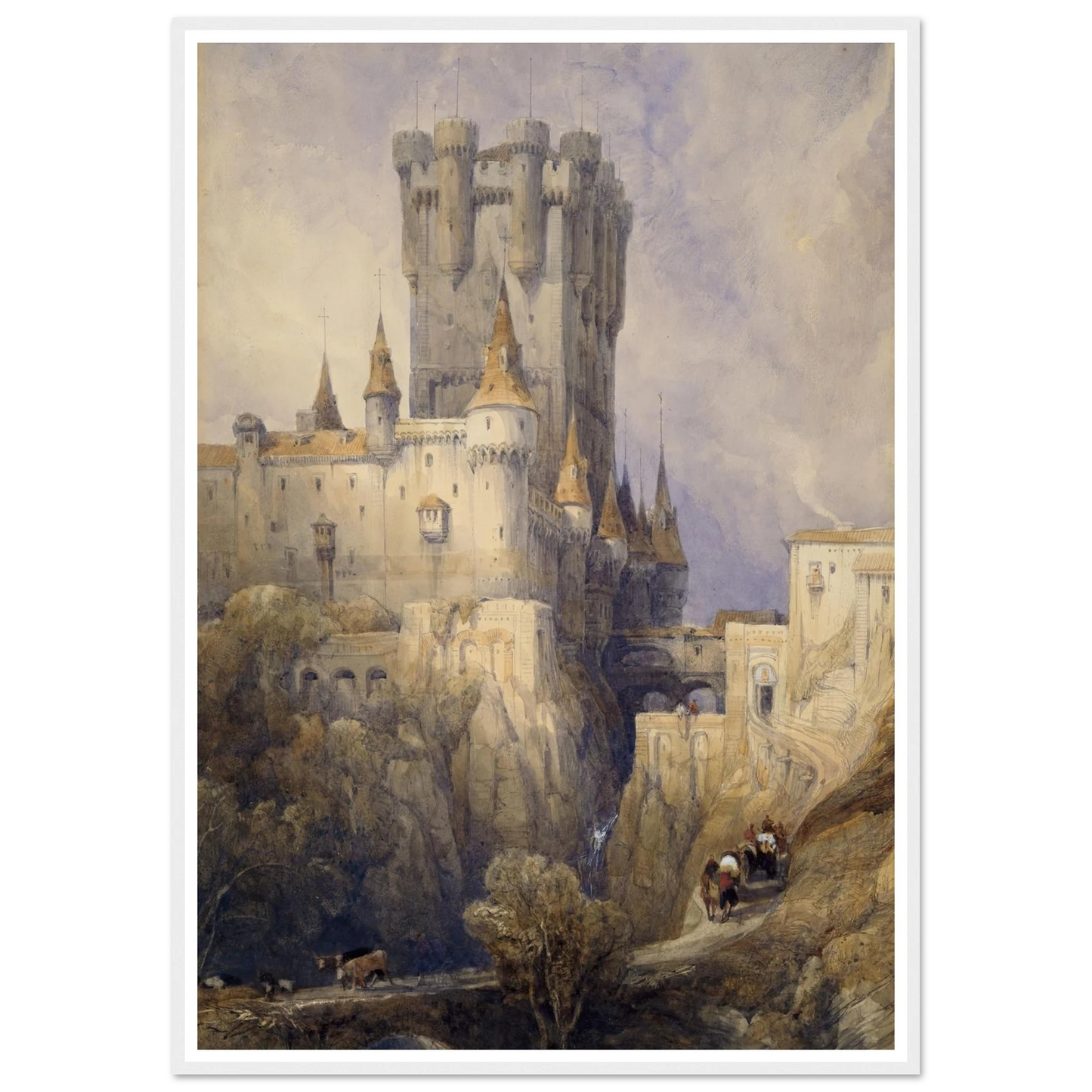 Alcazar, Segovia, Spain (1836) Art Print | David Roberts - Framed Poster - 30x40 cm / 12x16″ - Black frame
