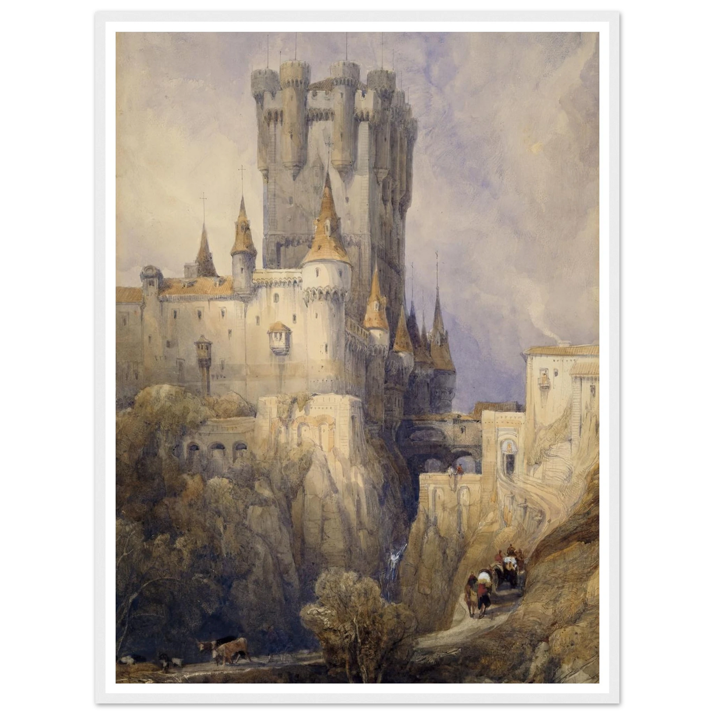 Alcazar, Segovia, Spain (1836) Art Print | David Roberts - Framed Poster - 30x40 cm / 12x16″ - Black frame