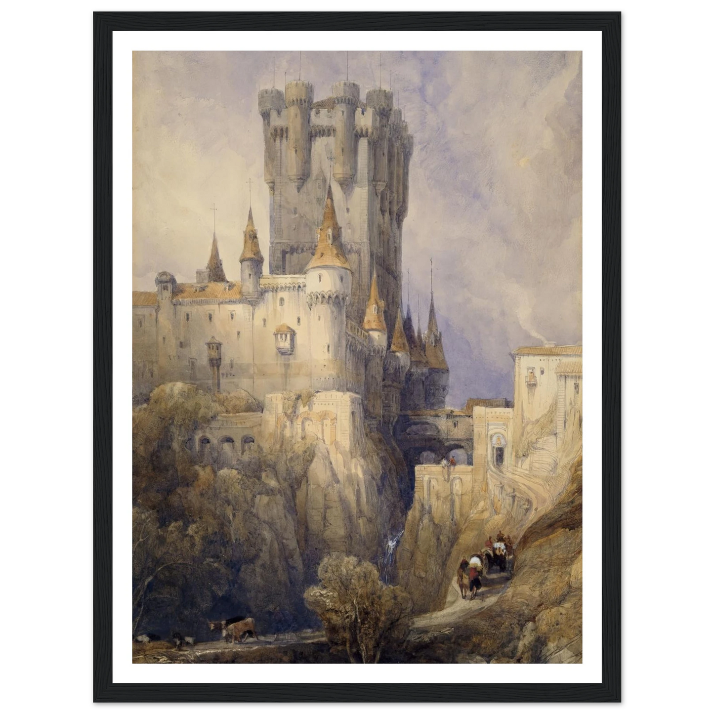Alcazar, Segovia, Spain (1836) Art Print | David Roberts - Framed Poster - 30x40 cm / 12x16″ - Black frame