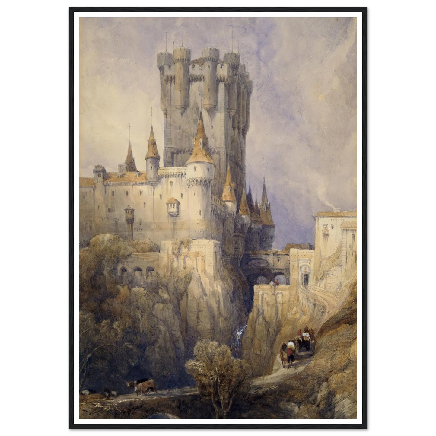 Alcazar, Segovia, Spain (1836) Art Print | David Roberts - Framed Poster - 30x40 cm / 12x16″ - Black frame