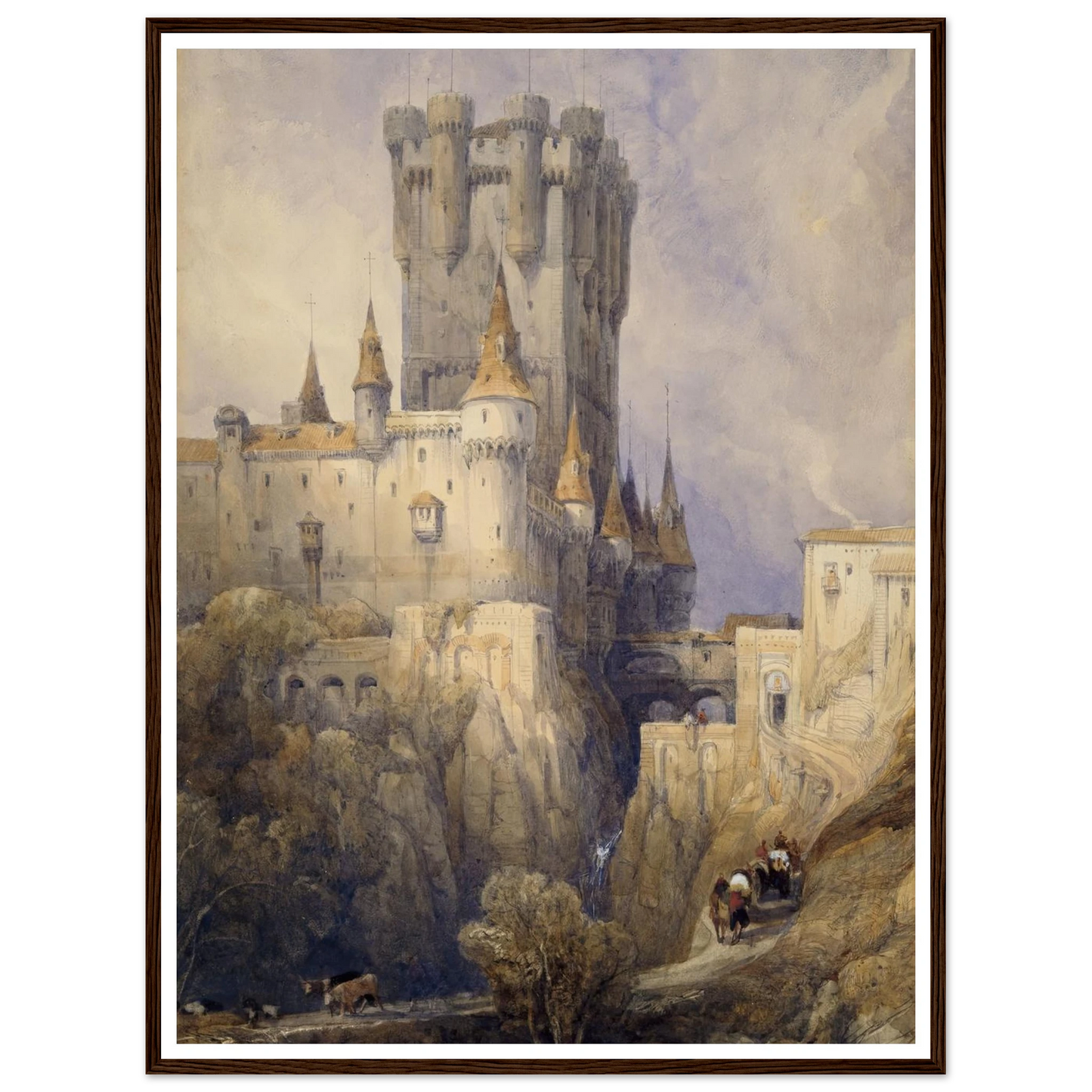 Alcazar, Segovia, Spain (1836) Art Print | David Roberts - Framed Poster - 30x40 cm / 12x16″ - Black frame