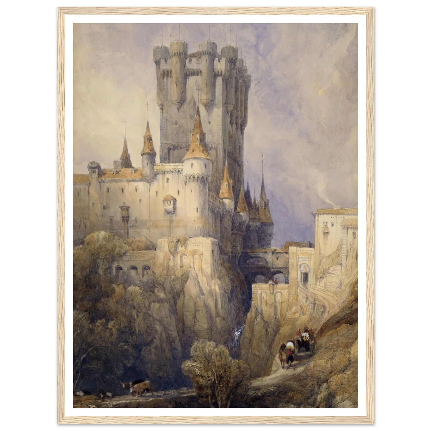 Alcazar, Segovia, Spain (1836) Art Print | David Roberts - Framed Poster - 30x40 cm / 12x16″ - Black frame