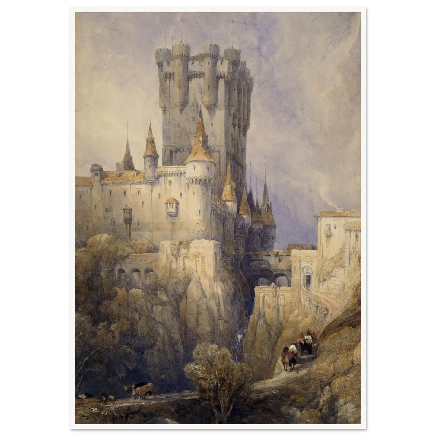 Alcazar, Segovia, Spain (1836) Art Print | David Roberts - Framed Poster - 30x40 cm / 12x16″ - Black frame
