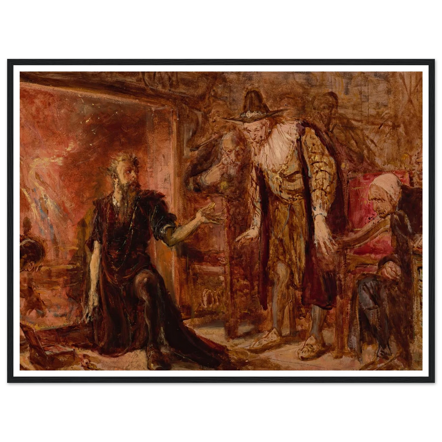 Alchemist Sendivogius and Sigismund III, sketch (1867) Art Print | Jan Matejko - Framed Poster - 30x40 cm / 12x16″ - Black frame