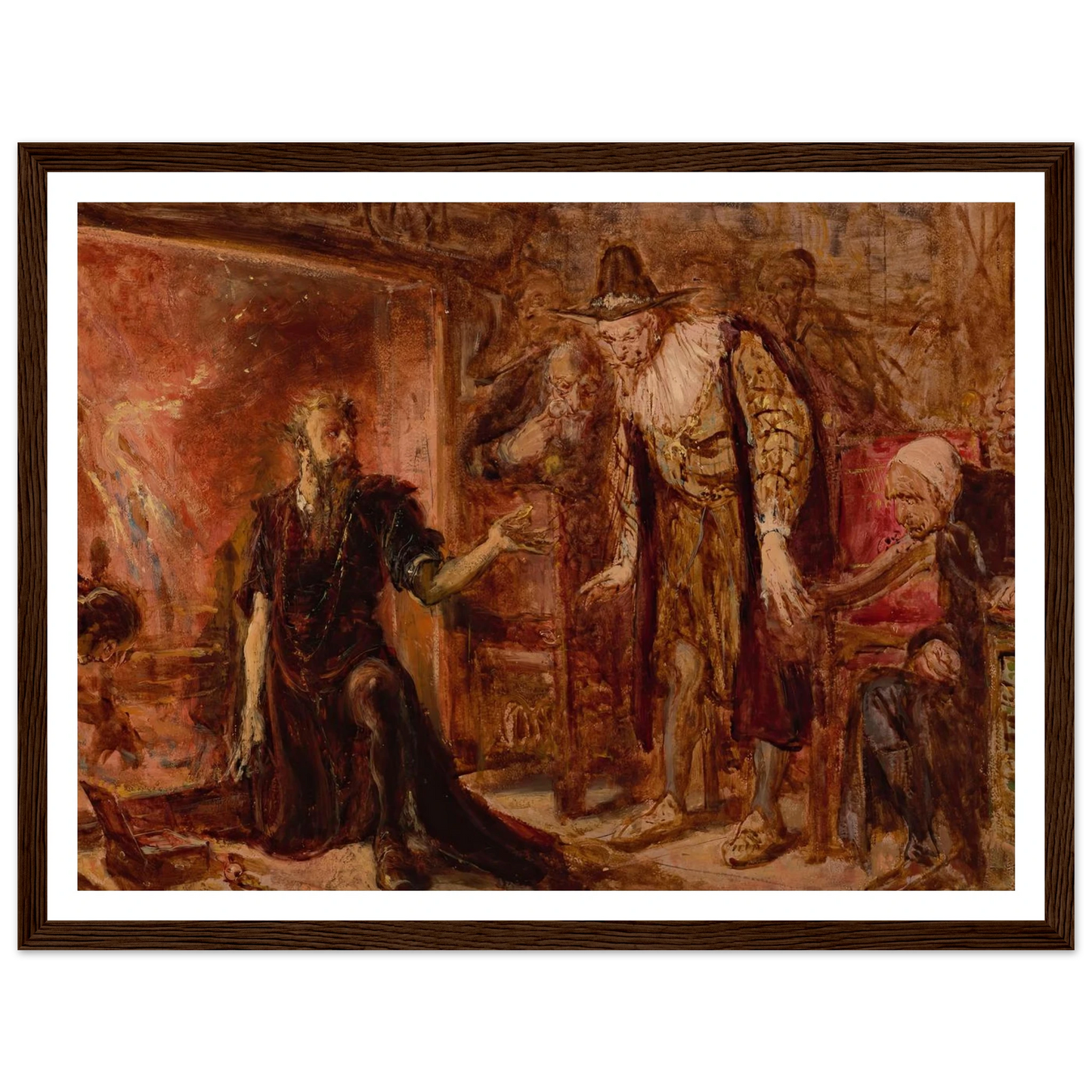 Alchemist Sendivogius and Sigismund III, sketch (1867) Art Print | Jan Matejko - Framed Poster - 30x40 cm / 12x16″ - Black frame