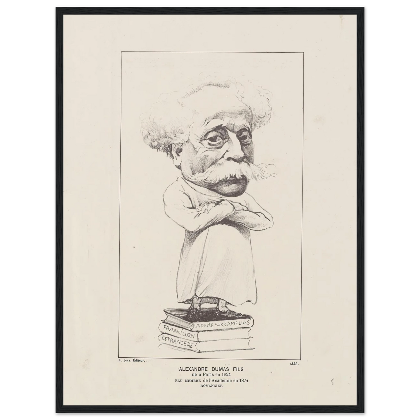 Alexandre Dumas Fils (1892) Art Print | Felix Vallotton - Framed Poster - 30x40 cm / 12x16″ - Black frame