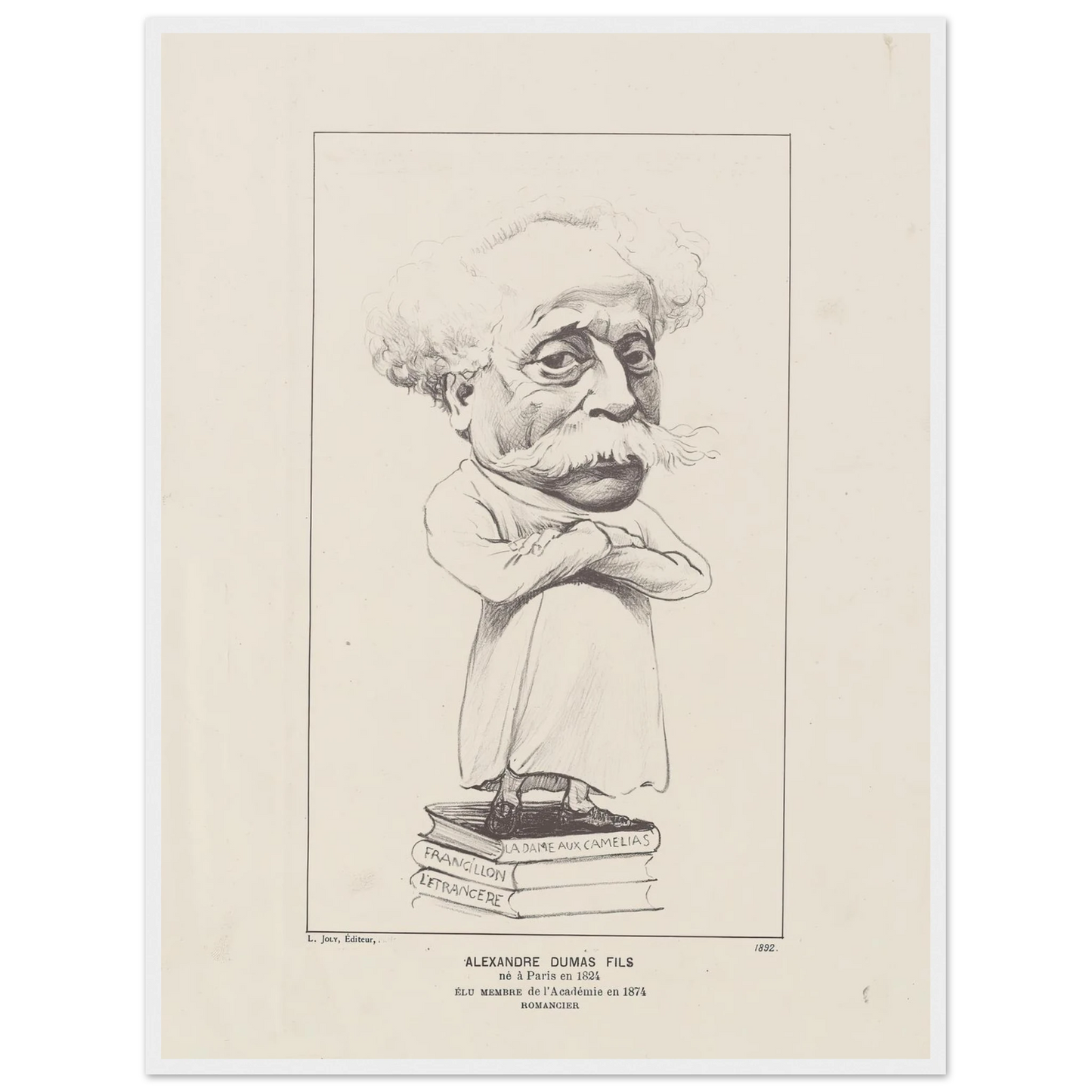 Alexandre Dumas Fils (1892) Art Print | Felix Vallotton - Framed Poster - 30x40 cm / 12x16″ - Black frame