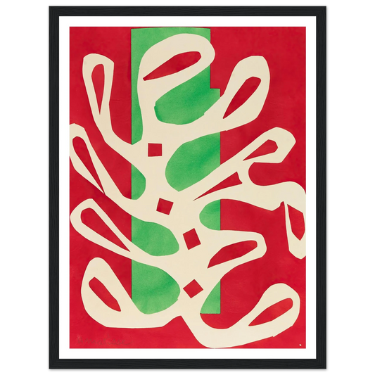 Algue blanche sur fond rouge et vert (1947) Art Print | Henri Matisse - Framed Poster - 30x40 cm / 12x16″ - Black frame