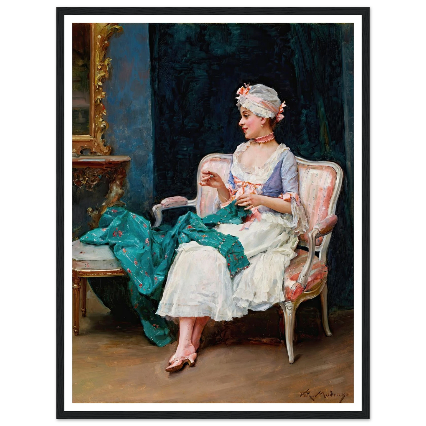 Aline Art Print | Raimundo de Madrazo y Garreta - Framed Poster - 30x40 cm / 12x16″ - Black frame
