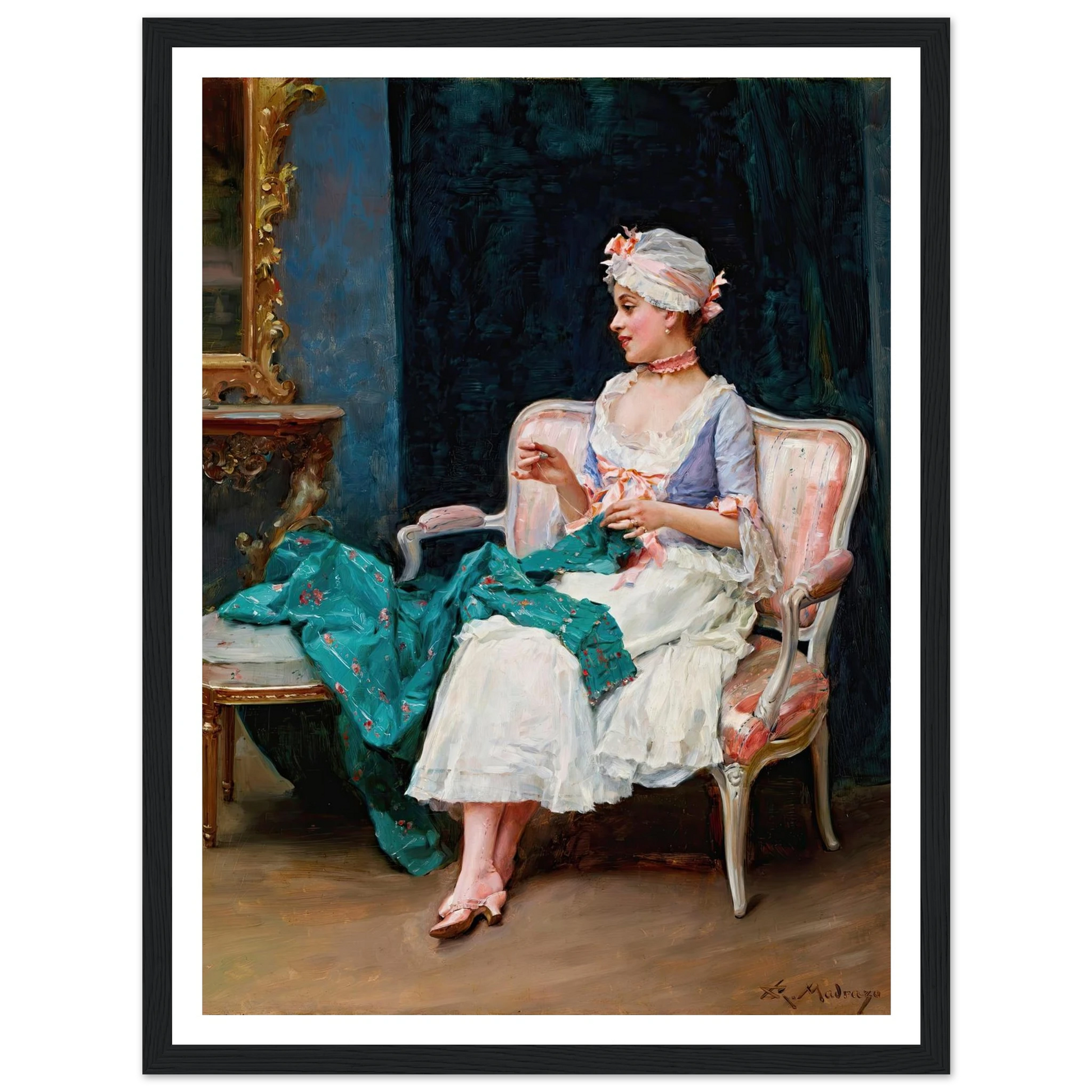 Aline Art Print | Raimundo de Madrazo y Garreta - Framed Poster - 30x40 cm / 12x16″ - Black frame