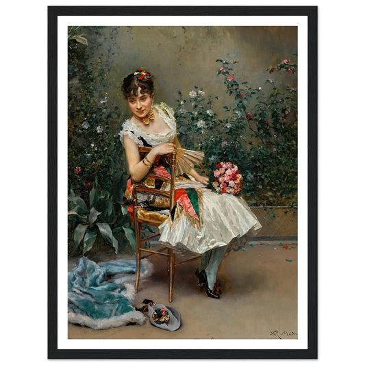 Aline with flowers Art Print | Raimundo de Madrazo y Garreta - Framed Poster - 30x40 cm / 12x16″ - Black frame