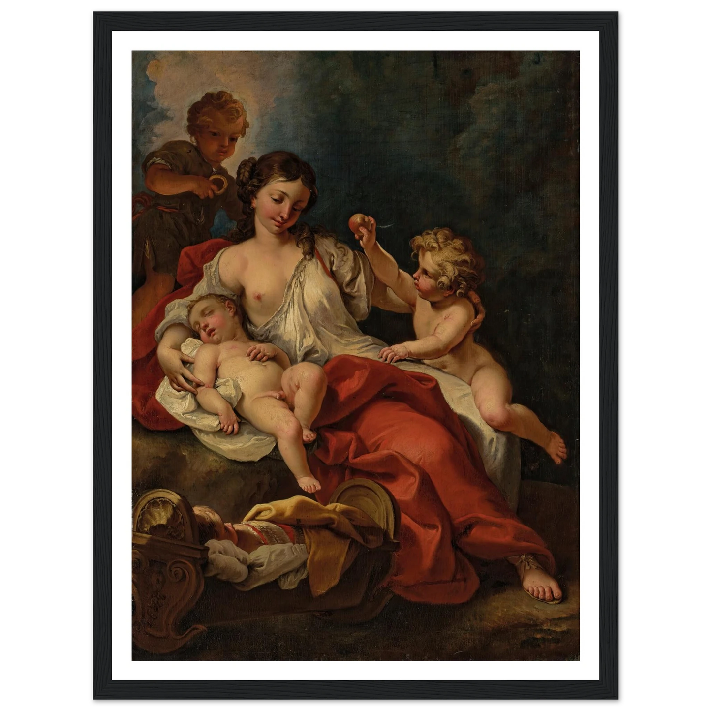 Allegory of Charity Art Print | Sebastiano Ricci - Framed Poster - 30x40 cm / 12x16″ - Black frame